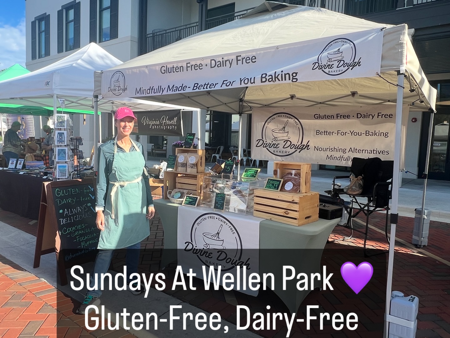 Good vibes, great people, and Divine Dough delights!
Come visit me at the Wellen Park Market today. I’ve got fresh granola, muffins, Foccacia and breakfast cookies, all without gluten or dairy.
#glutenfreebread #glutenfreecookies #dairyfree #venicefl #englewoodfl #divinedoughbakery #divinedough