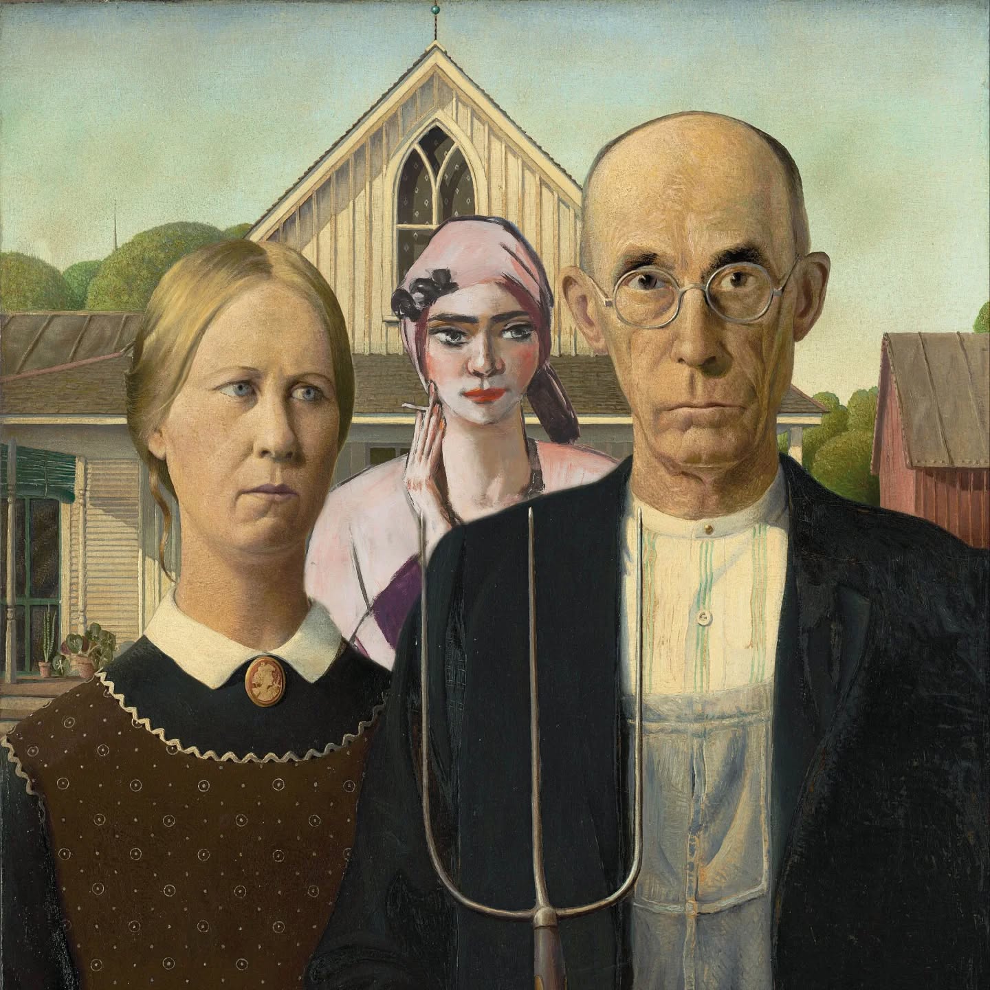 Ma and Pa ain't none to pleased when the Daughter turns up sporting all her highfalutin city ways what with her being a Tennis Star an'all.
@johnsteedartist #grantwood #maxbeckmann #instagramimagetennis @new.balls.please #collage