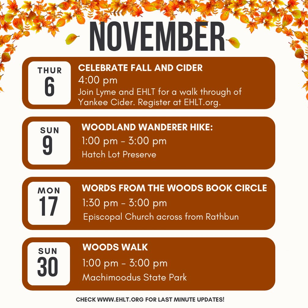 November events! So many great ways to get involved with EHLT.