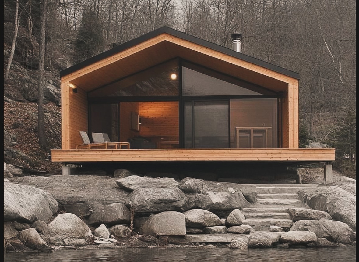 Dreaming of this modern cabin life? DM us ‘BUILD IT’ and we’ll turn your vision into your next greatest achievement🔥🏡 #CabinGoals #WeBuildDreams #modernarchitecture