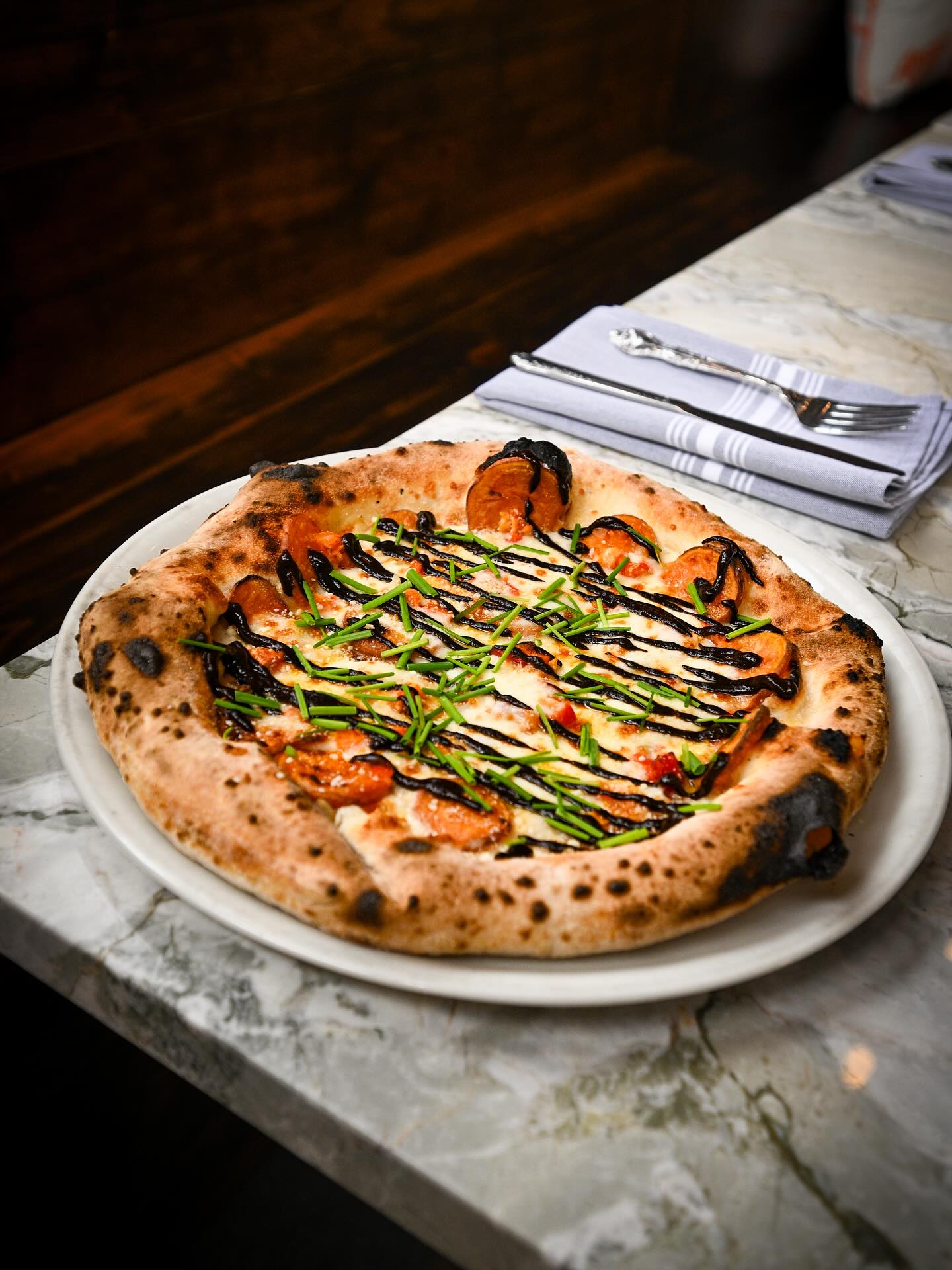 New on the menu:
Batata
black garlic agrodolce | smoked provolone | sweet potato | Calabrian chili | chive