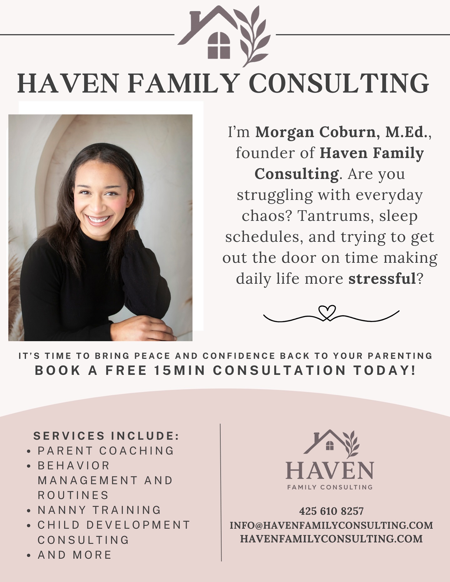 Accepting new clients :)
Haven Family Consulting is a child and family consulting practice where I help guide families to more peaceful homes and more confidence in their parenting. Are you a parent feeling overwhelmed? Book your 15min free consultation!
📍serving King and Snohomish Counties and beyond virtually
#infantmentalhealth #iecmh #parentinghelp #familyconsulting #relationshipcentered #ece #infants #toddlers