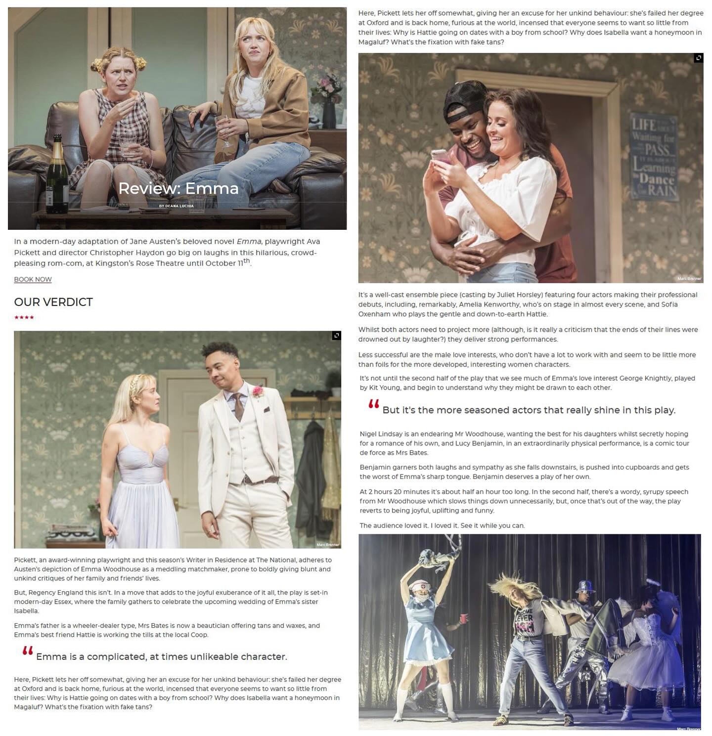 My review of Emma. #theatrereview #emma #austen