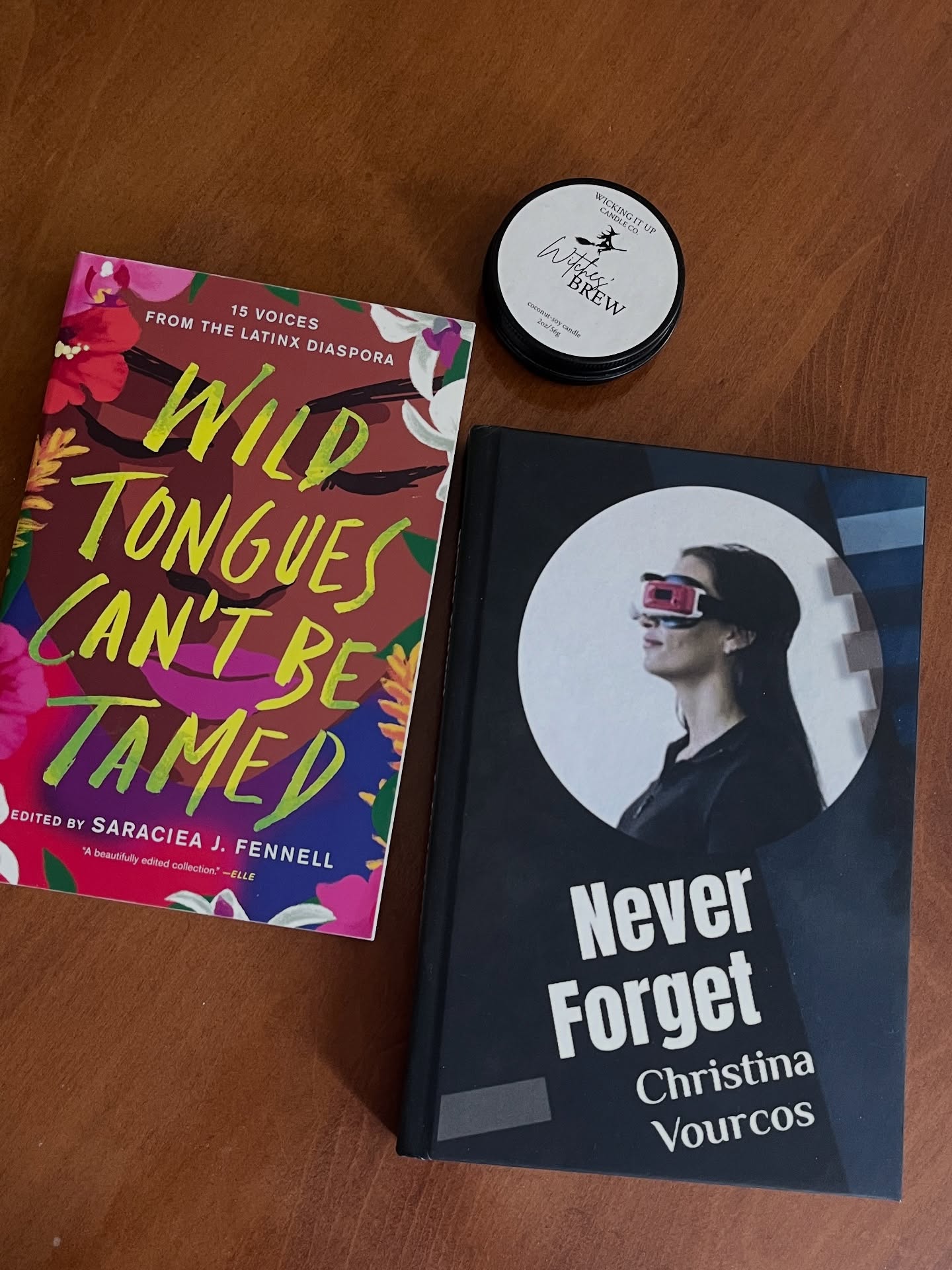 @conchas.y.cuentos has shared this week about focusing more on supporting Latine authors and books beyond Latinx / Hispanic Heritage Month.
With the #BeyondLHMBookstaChallenge, there’s a chance to highlight something Latine almost every day. Today is Books & Candles, where we match a Latine book with our favorite candle. I decided to highlight the Latine book, Wild Tongues Can’t Be Tamed, edited by @sj_fennell. This book is currently on my reading list. I’ve read a few of the stories included, but not all of them. I want to keep reading this collection of diverse short stories.
While my candle isn’t Latine made, I felt that its name worked well for these books and the spooky season. Brujas make me think of empowering ourselves from within and what we create is powerful. What Latine book is on your reading list right now? It can be fiction, poetry, or nonfiction. Or all these at once. I do have a habit of trying to read multiple books at once. #ReadLatine365 #LatinxBooks #LatinxBookstagram #LatineBooks #ReadDiverseBooks