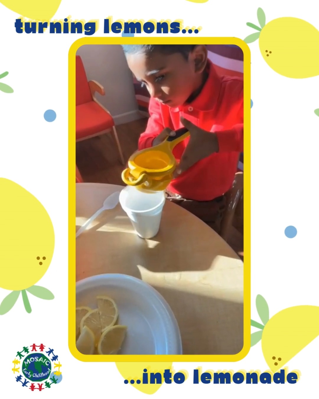 🍋✨ When life gives preschoolers lemons… they make LEMONADE! ✨🍋
Our little chefs had so much fun squeezing, stirring, and tasting their homemade lemonade today! Cooking activities help children build math, science, and fine motor skills—while also encouraging independence and teamwork. Cheers to learning through hands-on fun! 🥤💛
.
.
.
.
.
#mosaicearlychildhood #northshorefamilies #HandsOnLearning #LittleChefsBigDreams #STEMinAction