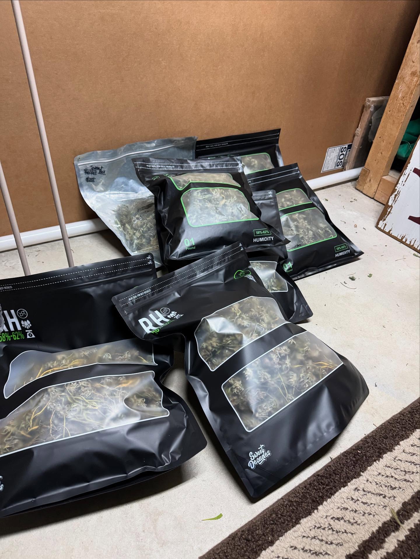 I know I’m going to get a lot of hate for this post but,
I just wanted to post about how much I love my off brand Grove bags!
I use to really love my jars but when my harvests began exceeding 10+ lbs of biomass, the amount of space it took to store those same jars was too much.
Ontop of not having to store jars, I no longer have to worry about “burping” jars.
These bags off gas the moisture so it is not necessary.
My process has been to hang dry the full plant for 10-14 days, and then from there buck off the buds into these bags. From here I can keep them in the bags for as long as I need before wanting to trim them up nicely as long as the environment we are storing the bags in is consistent.
Saves me time space and money.