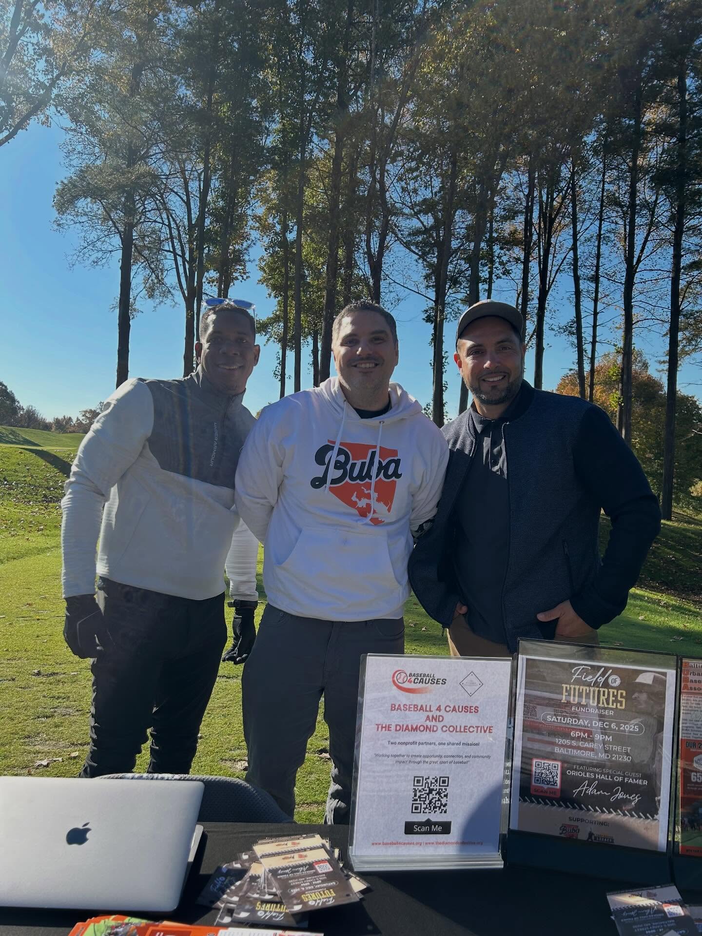 BUBA & Diamond Collective leadership spent the day at the Cannon Club for the #DirtyTerps Celebrity Golf Outing to spread the word about the Field of Futures Fundraiser December 6th at our facility.
A great time on the links with some local legends. Baseball 4 Causes, the Tony Gwynn Legacy East Foundation, as well as Merrill Madness are all part of the collective supporting our mission. Let’s Go!