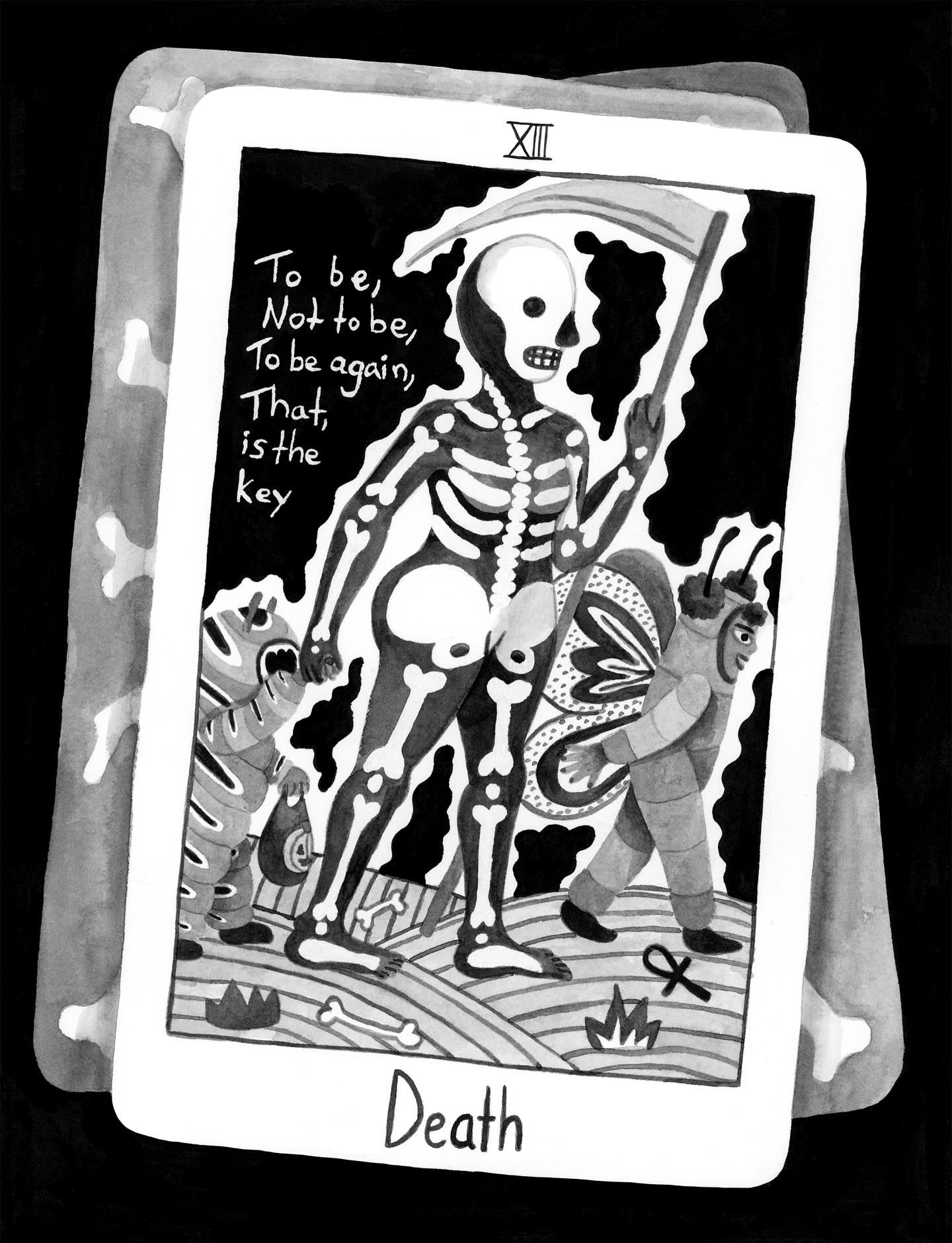 “Sweeping change, transformation and transitions. You fear and yearn for them in equal parts. Remember my dear, change is the only sure thing in this world and we are all equal in death. So take heart, let go and ride the circle. Enjoy being the caterpillar as much as the chrysalis and the butterfly. Bye!”
.
Read my full post “Thin veils” on substack 👉🏽link in bio
.
#halloween #tarot #death #art #illustration #oracle #maskerade #transformation #change #butterfly
