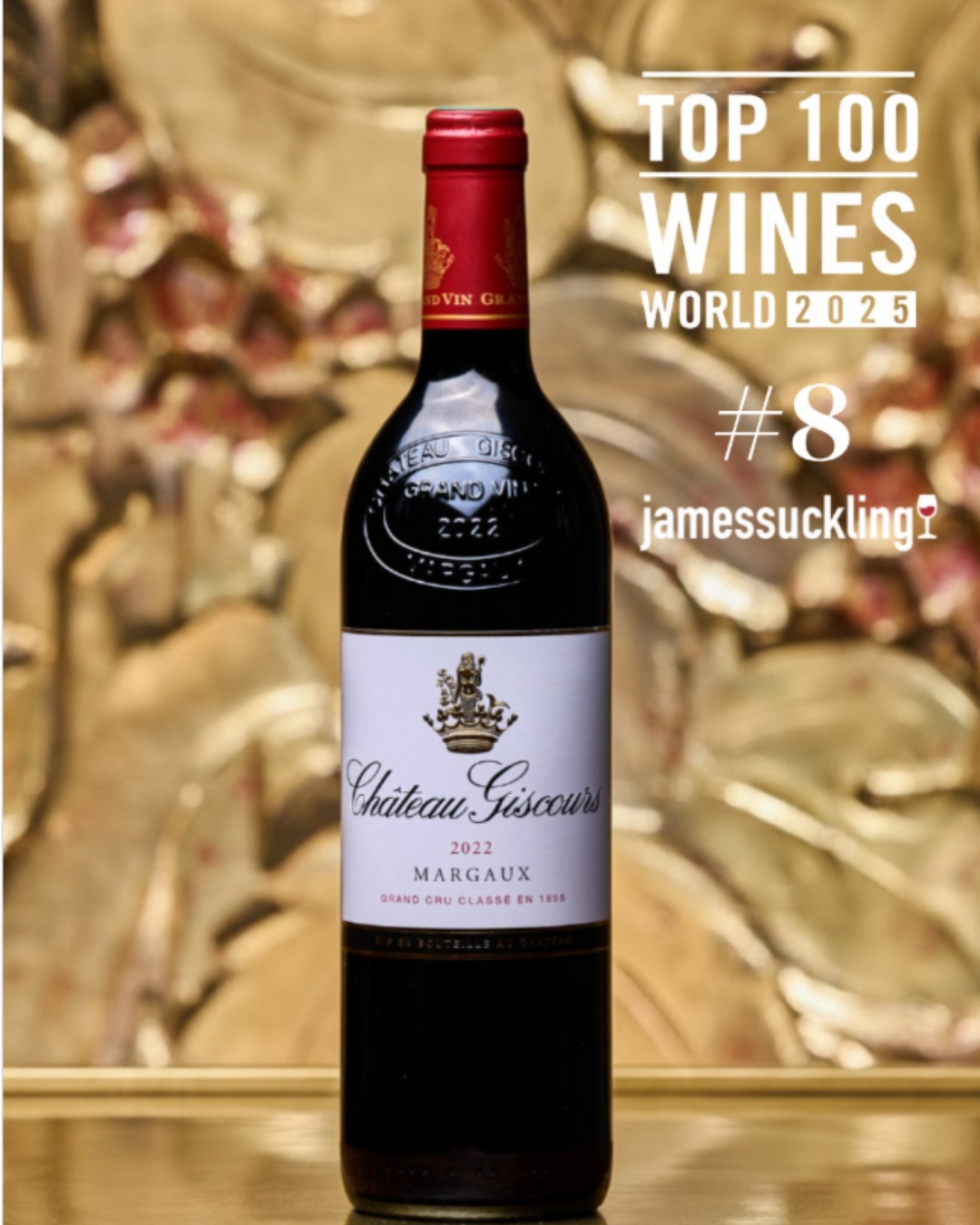 Château Giscours 2022 ranks 8th in James Suckling’s “Top 100 World Wines 2025”.
This prestigious recognition honors a truly exceptional vintage at Giscours and is a tribute to the unwavering passion and dedication of the entire team. Message us to purchase