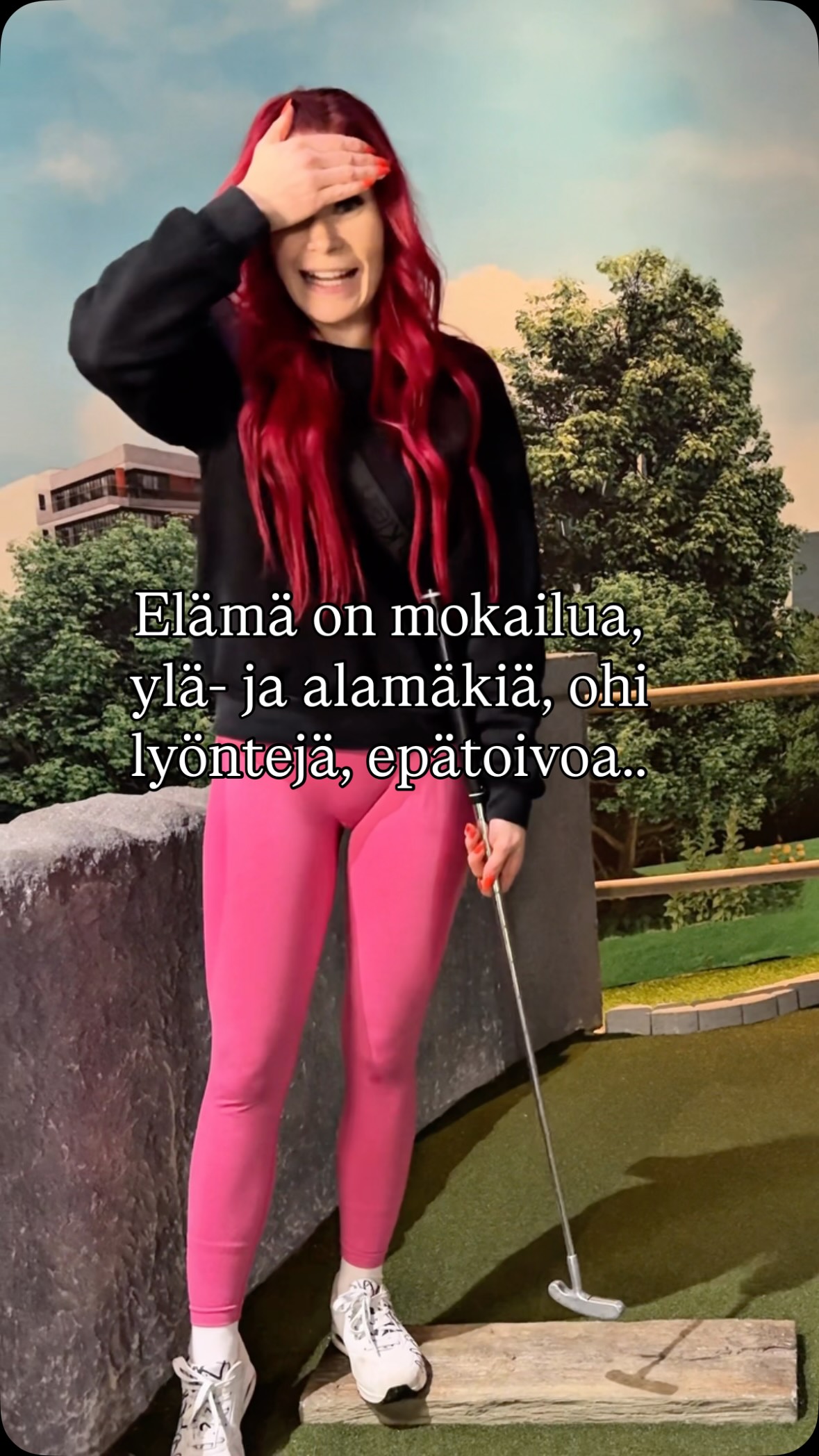 Aina ei mee kerrasta maaliin! ⛳️
Elämä on jatkuvasti tätä!
Tulee ohi lyöntejä, luullaan olevamme loukussa, mokaillaan, mennään taaksepäin..
Mutta tärkeintä on mennä silti eteenpäin eikä luovuttaa!
Elämässä pitää olla huumoria ja itselleen pitää myös osata nauraa!
Tällä muistutuksella haluan toivottaa sulle hyvää uutta viikkoa! ❤️
Ja jos sä oot tällä hetkellä siellä loukussa tai elämä menee alamäkeä tai taaksepäin, sä selviät! Halaus! ❤️✨
#syksy #huumori #minigolf #elämä