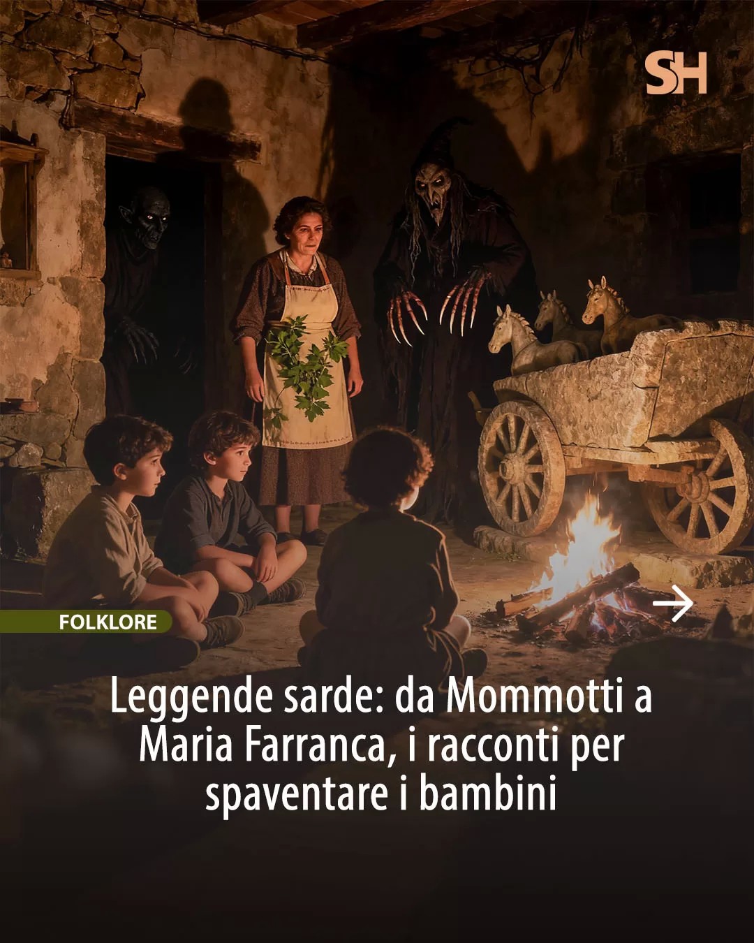 🔥🌑 Le leggende popolari della Sardegna sono un vero patrimonio di misteri e insegnamenti tramandati da secoli. Tra le mura di antiche case e davanti al fuoco, venivano narrate storie capaci di incutere timore e, allo stesso tempo, di educare i più piccoli e la comunità.
🏚️🌧️🧙♀️ Protagonisti oscuri come Mommotti, l’orco pronto a rapire chi disobbediva, Maria Ortighedda con il suo grembiule pieno di ortiche pungenti, Su Carru de Nannai che sfrecciava tra i temporali rumorosi e la strega dei pozzi Maria Farranca, sono solo alcune delle figure nate per mettere in guardia, insegnare rispetto e proteggere da pericoli reali.
Questi personaggi, spesso al confine tra il mondo reale e quello sovrannaturale, hanno avuto il compito di custodire l’equilibrio in famiglia, di ammonire e rassicurare, trasformando la paura in saggezza collettiva. Ogni racconto racchiude una lezione: non è solo folklore, ma la chiave per comprendere meglio la cultura sarda e il valore della parola tramandata. 📖✨
👀 Vuoi scoprire tutti i segreti, le origini e le curiosità di queste storie? L’articolo di Raffaella Piras ti aspetta su SHmag.it! 🔗 🔥🌑 Le leggende popolari della Sardegna sono un vero patrimonio di misteri e insegnamenti tramandati da secoli. Tra le mura di antiche case e davanti al fuoco, venivano narrate storie capaci di incutere timore e, allo stesso tempo, di educare i più piccoli e la comunità.
🏚️🌧️🧙♀️ Protagonisti oscuri come Mommotti, l’orco pronto a rapire chi disobbediva, Maria Ortighedda con il suo grembiule pieno di ortiche pungenti, Su Carru de Nannai che sfrecciava tra i temporali rumorosi e la strega dei pozzi Maria Farranca, sono solo alcune delle figure nate per mettere in guardia, insegnare rispetto e proteggere da pericoli reali.
Questi personaggi, spesso al confine tra il mondo reale e quello sovrannaturale, hanno avuto il compito di custodire l’equilibrio in famiglia, di ammonire e rassicurare, trasformando la paura in saggezza collettiva. Ogni racconto racchiude una lezione: non è solo folklore, ma la chiave per comprendere meglio la cultura sarda e il valore della parola tramandata. 📖✨
👀 Vuoi scoprire tutti i segreti, le origini e le curiosità di queste storie? L’articolo di Raffaella Piras ti aspetta su SHmag.it! 🔗