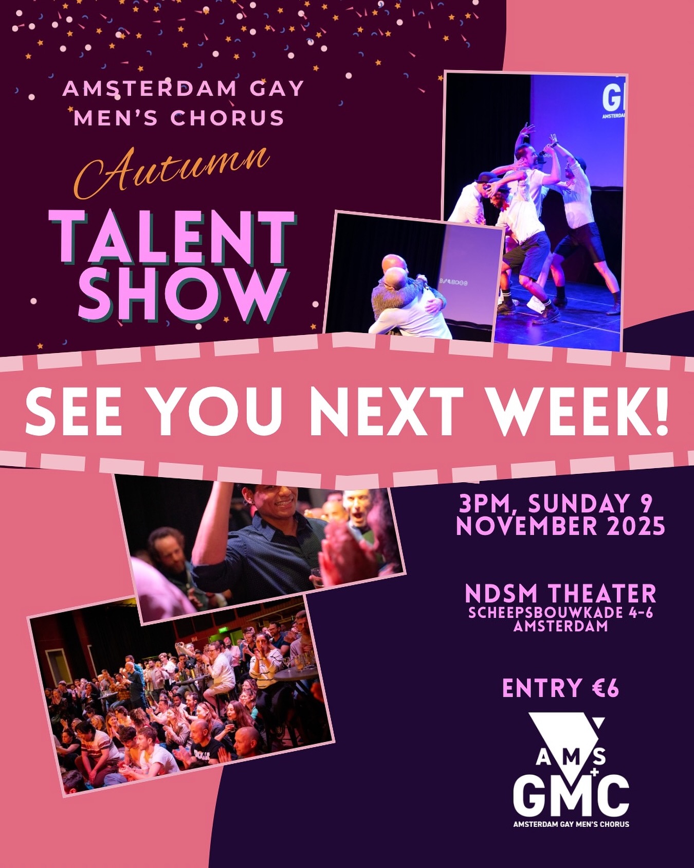Just one week to go until our Fall 2025 Talent Show! 🌈
We can’t wait to see you all for an afternoon full of music, laughter, and unforgettable acts.
The perfect way to spend your Sunday with the gays.
#amsgmc #talentshow