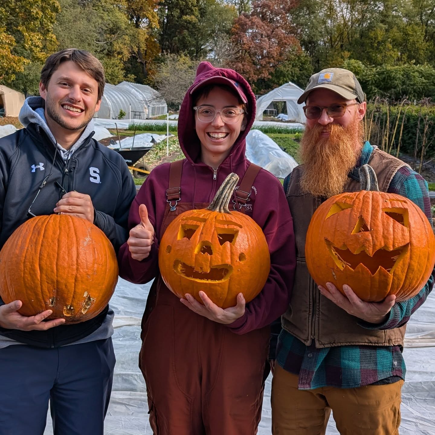 Happy Halloween from the Tiny Giant Farm crew!! Took a little break during harvest for pumpkin carving and pumpkin pie today π see you at market tomorrow!