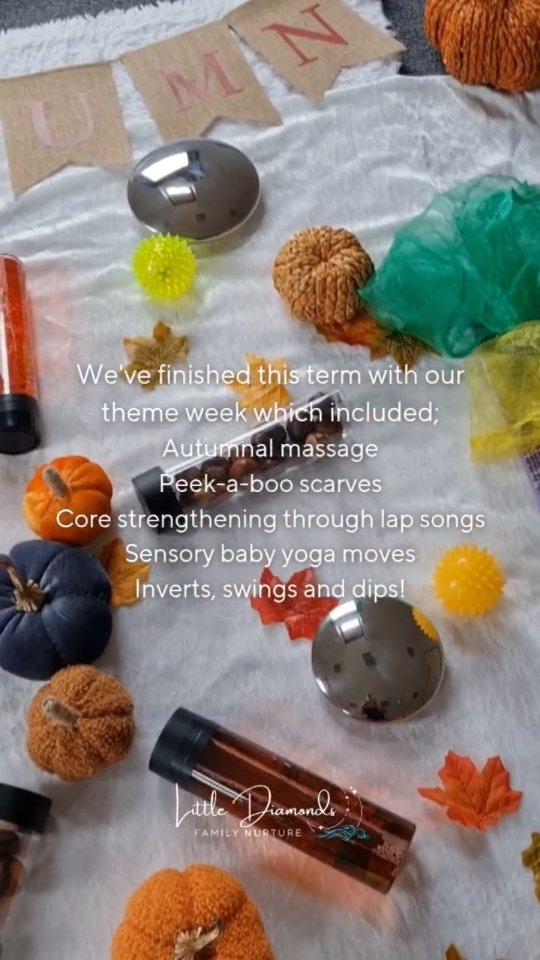 🍂 Baby Massage & Movement Theme Week - Autumn 🍂
I love autumn, and I love theme week 🧡
At the end of each term, we close our Baby Massage & Movement class with a theme, and it's normally seasonal.
We celebrate the seasons with some baby massage songs or poems, have a giggle with some baby yoga activities, and we make something.
Sometimes it's a keepsake or memory, sometimes it's a sensory toy for the babies, but the creative outlet is so good for the parents!
This term, we made glitter sensory bottles for the baby. Next term, it's something with bells and ribbons 🤩
If you'd like to join us for the Nov/Dec term, we have a handful of spaces left.
Visit littlediamondsbaby.co.uk/book-a-class
Or drop me a message.
Classes starts Nov 5th and 6th in Street.
Xx