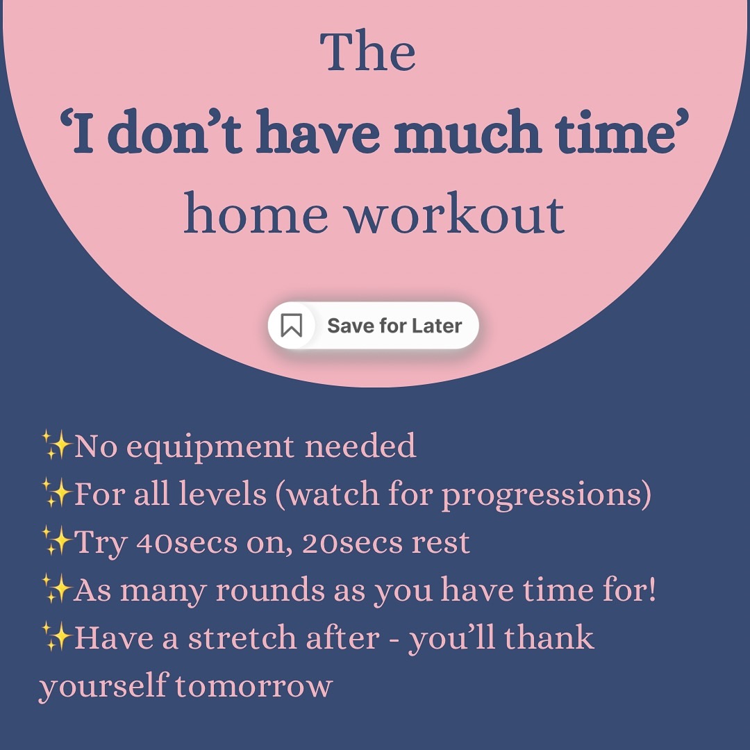 💪🏼Get it done🙌🏼
These exercises work all your major muscles groups, and will get your heart rate up.
They can all be made easier or more challenging (in videos I go from most challenging to easier version) and require no equipment…
You have no excuses left…
Get it done 💪🏼💪🏼💪🏼
You’ll feel great for it😊
Em x