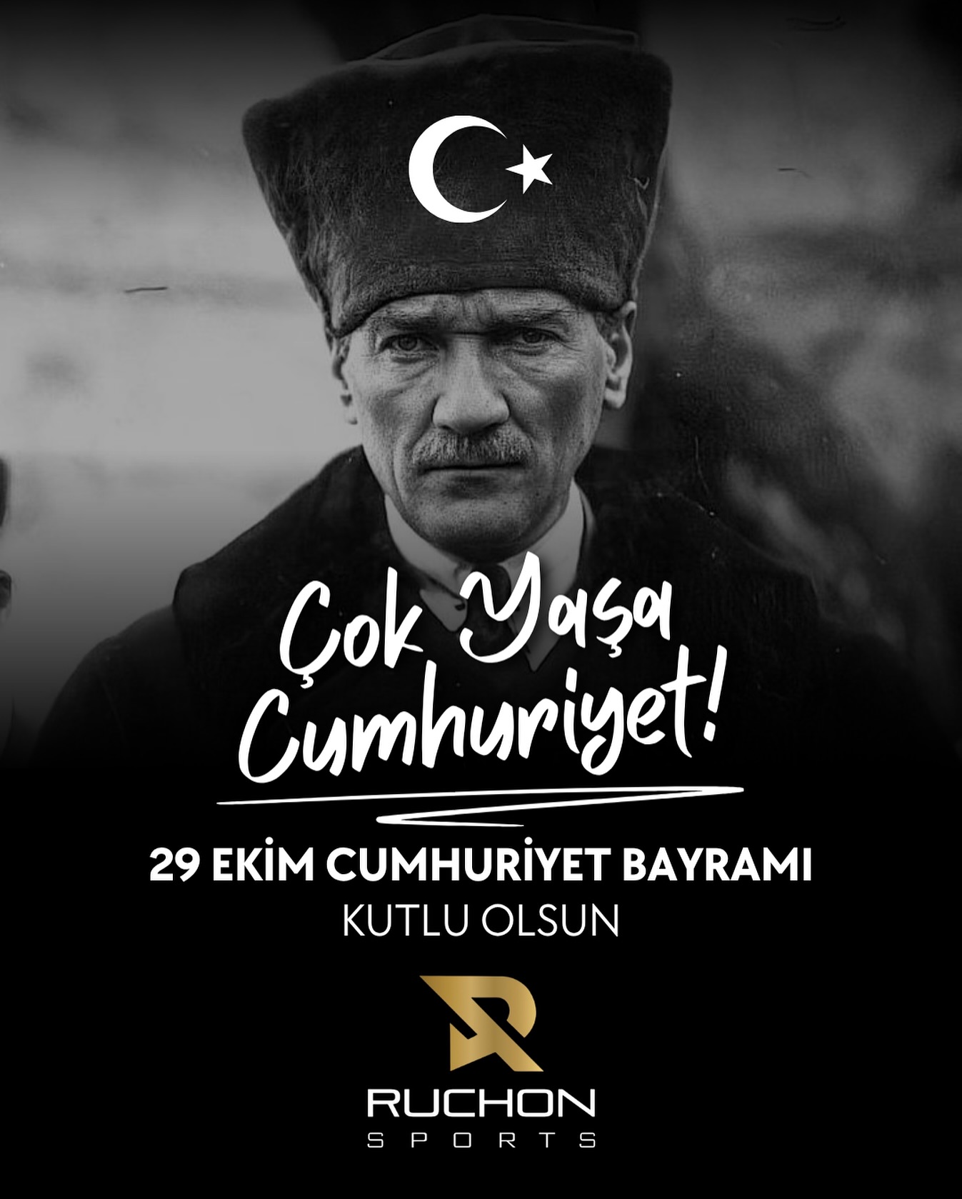 “Bir milletin gücü, özgürlüğe olan inancından gelir.
Cumhuriyetimizin 102. yılı kutlu olsun!
Gazi Mustafa Kemal Atatürk’ü saygı ve minnetle anıyoruz.
#Ruchon #CumhuriyetBayramı #Atatürk #ruchonsports ”