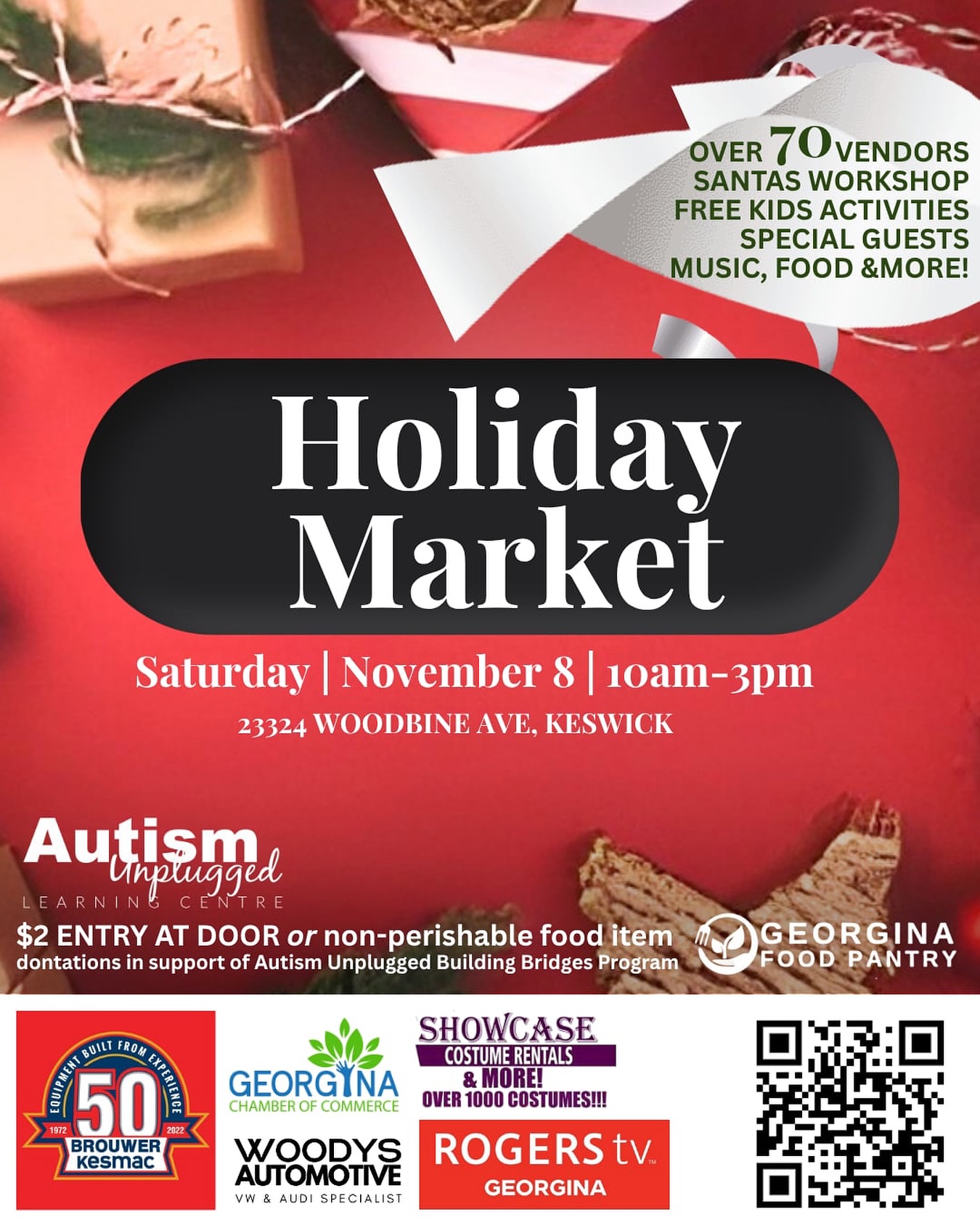 🎄✨ IT’S BACK! ✨🎄
THE HOLIDAY MARKET | NOVEMBER 8TH
Get ready for a magical day of shopping, fun, and holiday cheer!
With over 70 amazing vendors, it’s the perfect place to kick off your holiday season 🎁
🎅 Visit Santa’s Workshop
🖍️ Free Activities for Kids
🎶 Live Music & Entertainment
🍔 Delicious Food Vendors
🎁 One-of-a-Kind Gifts & Local Goods
🎉 Special Guests & Surprises!
Last year brought 2,000+ people — this year’s going to be even BIGGER!
Bring your family, your friends, your holiday spirit — and shop ‘til you sparkle! 💫
📍 Save the Date: Friday, November 8th
📍 www.autismunplugged.ca/holidaymarket
.
.
.
#ShopLocalGeorgina #Keswick #sutton #pefferlaw #LoveLocalGeorgina #georgina #DiscoverGeorgina