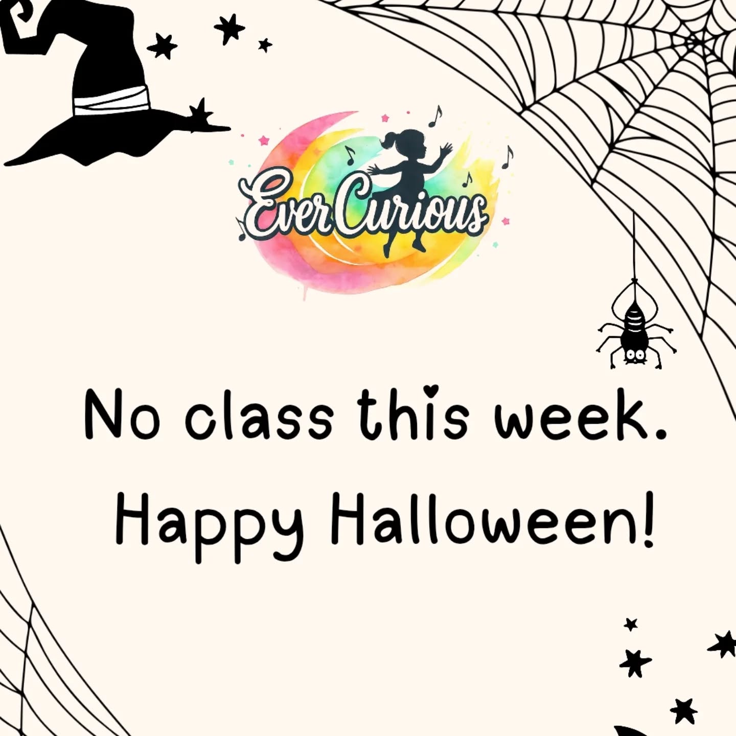 As a reminder, there is no class this week for both Wednesday and Thursday classes. Happy Halloween! Can't wait to see all the pictures of my Magic Makers in their costumes. 💞