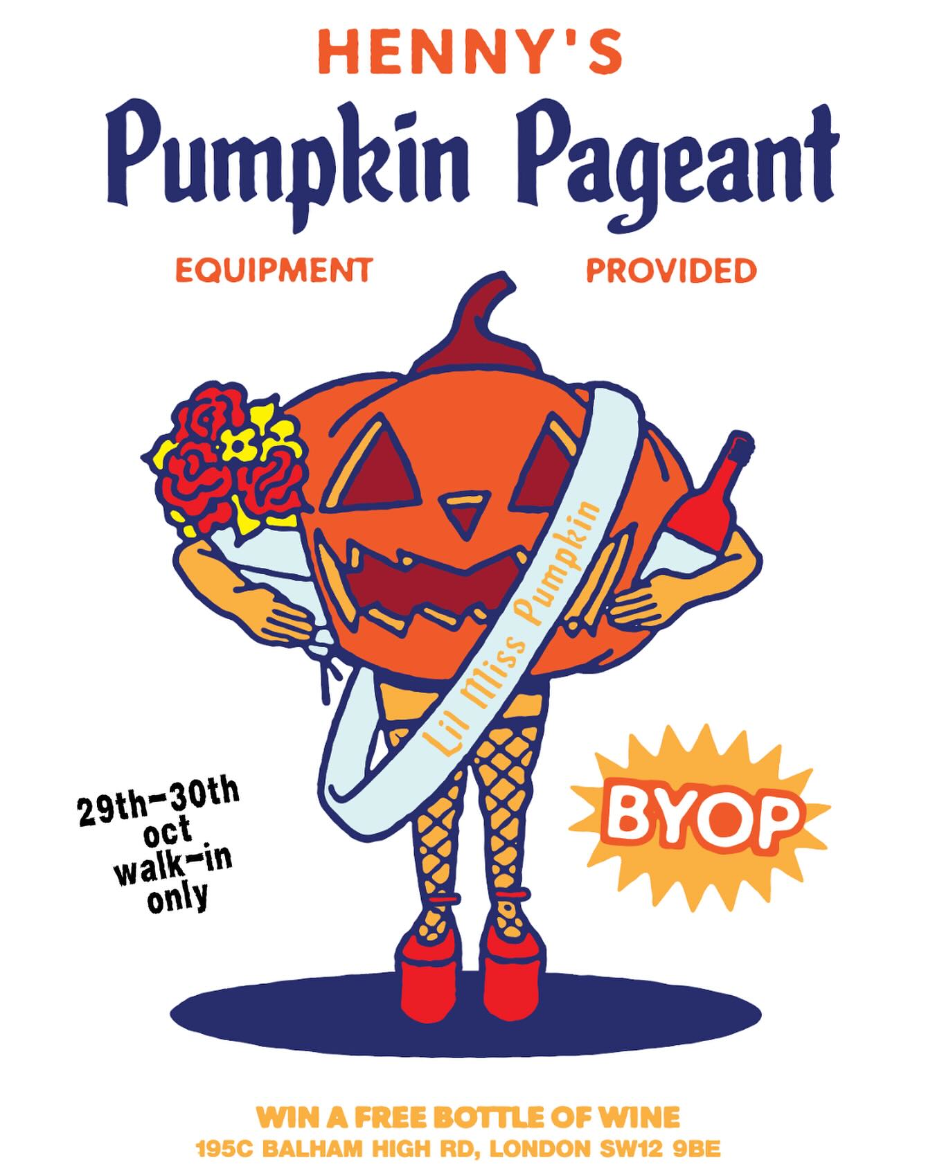 Lil Miss Pumpkin Pageant 2025 is here 🎃
Grab your gourd and bring your A-game, it’s time to carve, sip, and slay. Starting from 5pm
🪓 BYOP (Bring Your Own Pumpkin)
🍷 Wine in Hand, Knife in the Other
🎨 Carve a masterpiece
👑 Win - A magnum of Melnik 55 (to be thoroughly enjoyed at Henny’s)
🥇 Unlimited bragging rights until 2026