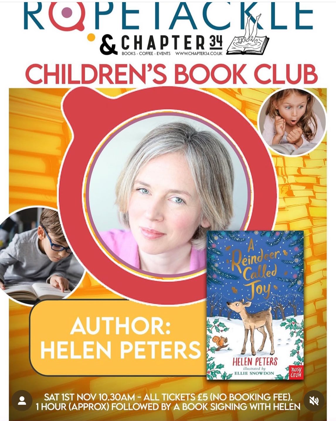 I will be at Ropetackle Arts Centre in Shoreham this Saturday, 1st November, introducing A Reindeer Called Joy, the new book in the Jasmine Green series, illustrated by @snowdon_illo and published by @nosycrow.
Come along to learn all about these incredible animals, find out how I plan and write my stories and ask me anything you like in the Q&A!
Book through the Ropetackle website or via the link in @chapter34books bio.
Hope to see you there!