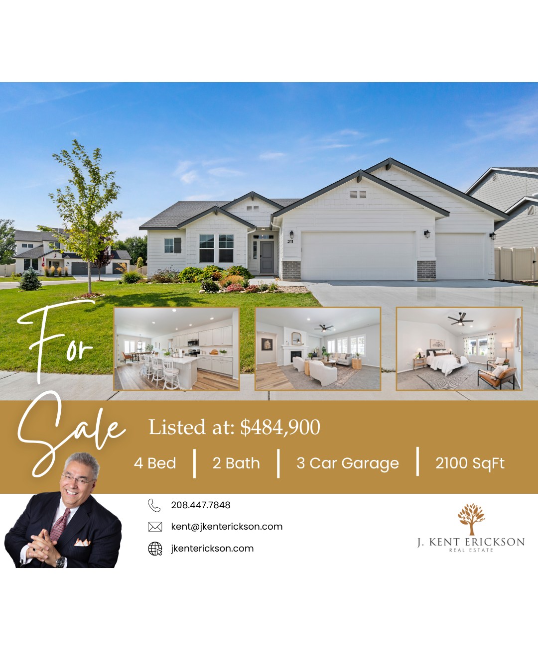 🏡 Now Listed! 211 Black Onyx Ave, Caldwell, ID
Modern design, open layout, and single-level comfort — this
4 bed, 2 bath home in Topaz RanchThis home has it all! Enjoy a spacious kitchen, vaulted ceilings, and a backyard built for entertaining.
$484,900 | 3-car garage | Move-in ready
📲 Call J. Kent Erickson Real Estate® to schedule your private showing today — homes like this don’t last long!
Oh, by the way… if you know of someone who would appreciate the level of service I provide, please call me with their name and contact information.