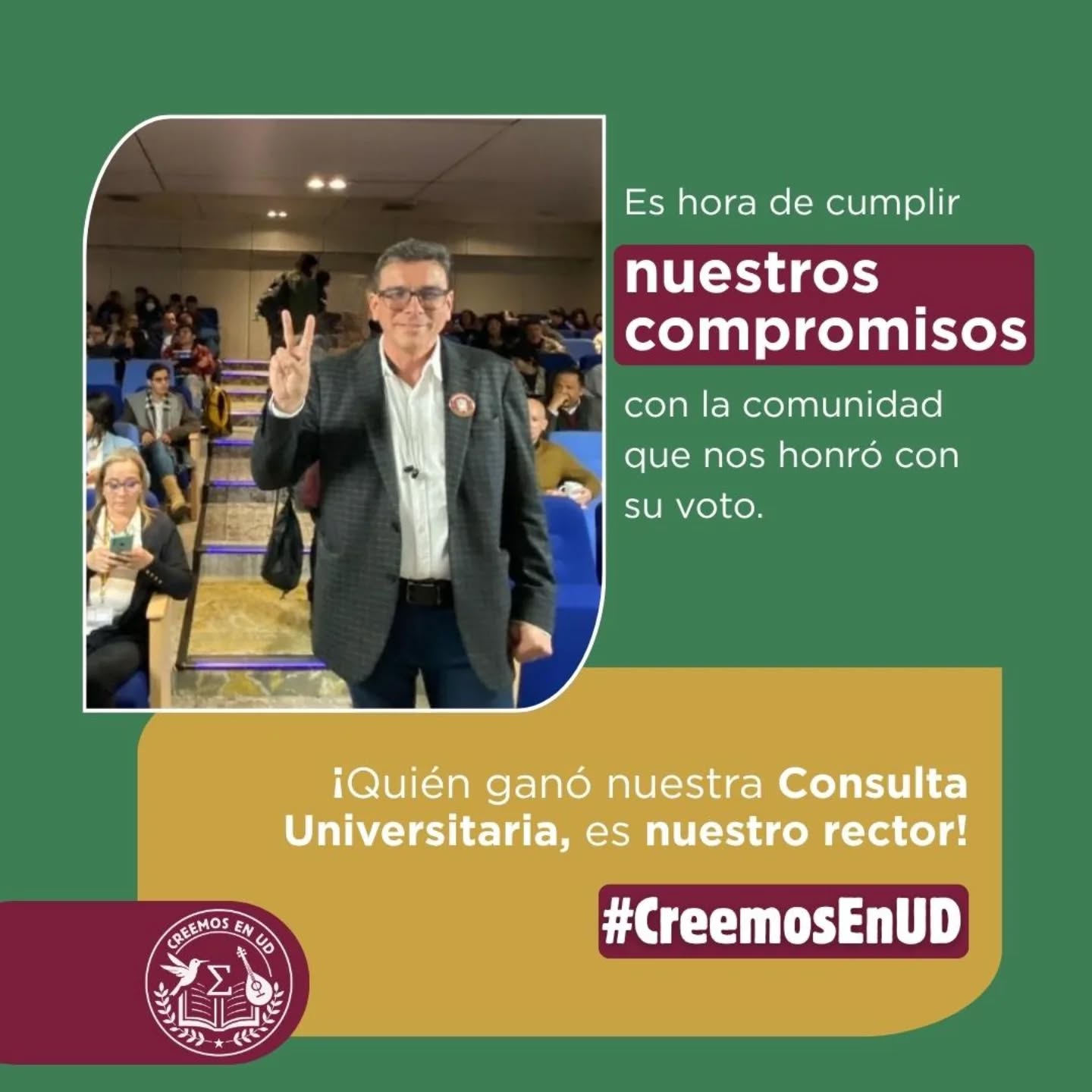 Es nuestra oportunidad. Juntas y juntos por la rectoría. Porque #CreemosEnUD