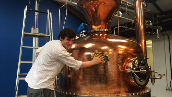 Sipsmith Chiswick Distillery initial installation September 2014. Once the stills are used the heat turns the copper from salmon pink to a rich bronze.