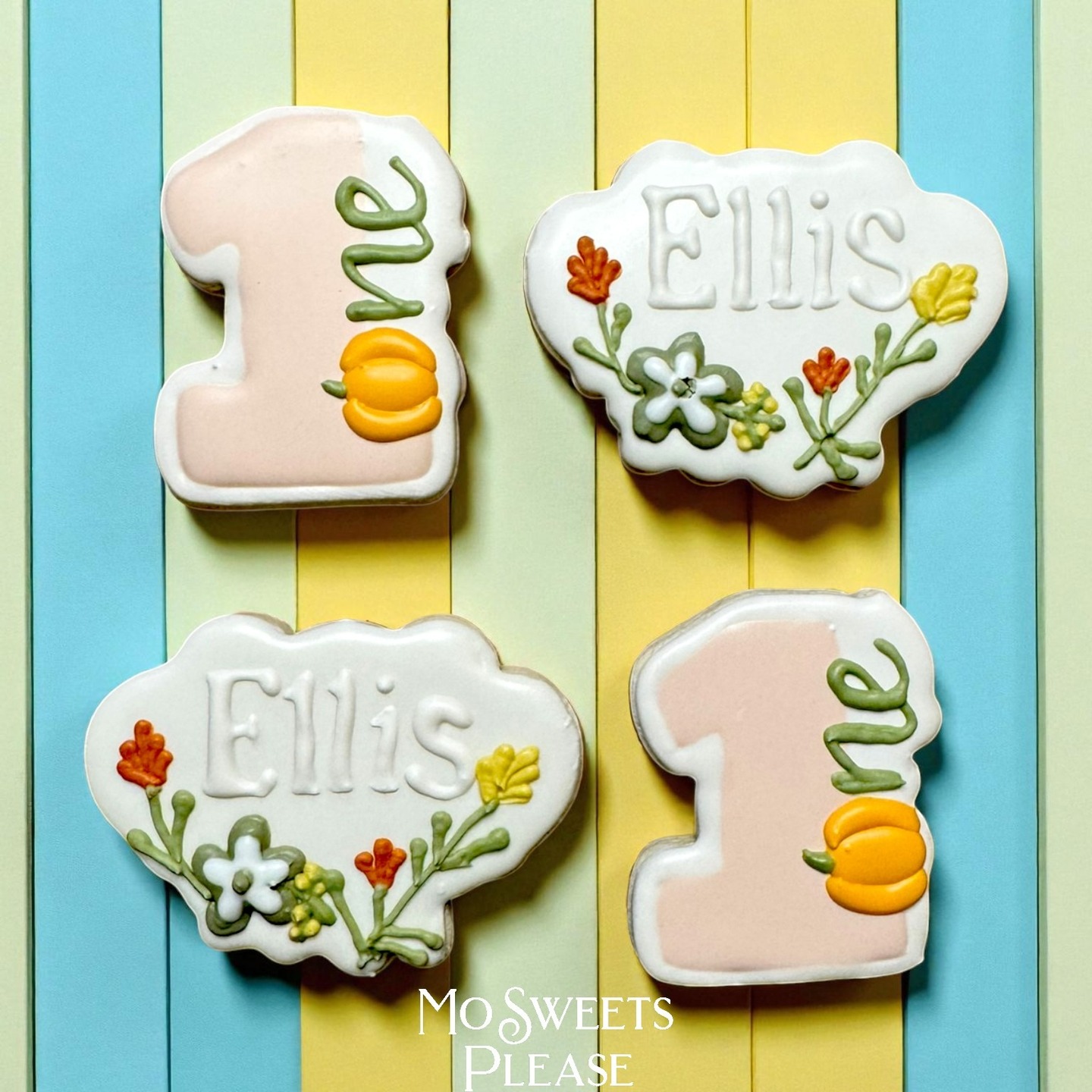 Happy First Birthday Ellis! #birthdaycookies #firstbirthday #sugarcookies
#cookieart
#cookieartist
#cookiedecorating
#cookiesofinstagram
#royalicing
#customsugarcookies
#decoratedsugarcookies
#partyfavor
#favor
#bakerydouglassvillepa
#cookiesdouglassvillepa
#weshipcookies