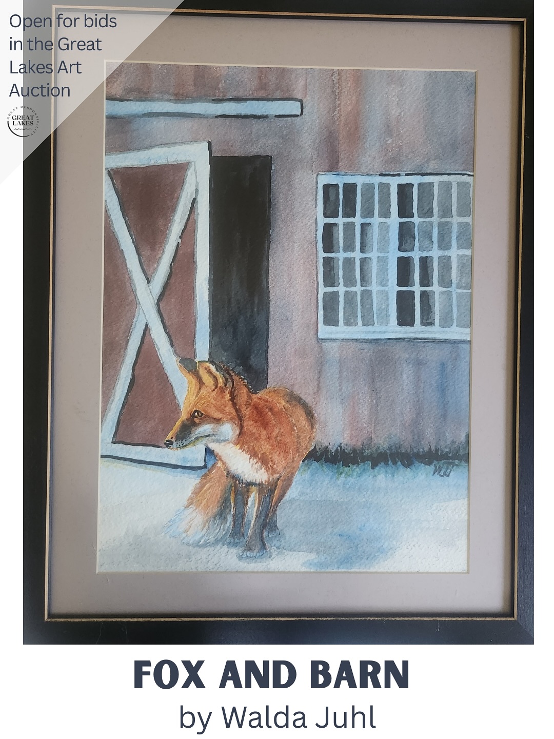 Featured artist Walda Juhl @walda580 was born in 1948 and resides in rural Bay County. Being a life long Michigan resident, she enjoys painting landscapes and nature in either watercolor or acrylics. Her education began by taking the Famous Artist course through the mail and most recently completed 3 years online course through Virtual Art Academy. She belongs to multiple art groups and leads a plein air group to weekly paintouts. This year she achieved becoming one of the “Fifty artists of the Great Lakes Bay” at Studio 23.
Some words from Walda: “I am a plein air painter which means ‘outdoors’ in the Great Lakes! No better place to be.”
“Fox and Barn” is a watercolor on paper piece that has been matted and framed in wood measuring 20” x 16”.
Bid today on this lovely piece of art at www.greatlakeslove.org/greatlakesart (link in bio)
Note: some of the pieces have been cropped to fit our social media dimensions. Check out the auction page to gain the full perspective.
#greatlakesart #localart #localartist #greatlakes #protectwhatyoulove #lakehuron #lakeontario #lakemichigan #lakeerie #lakesuperior #artistsofinstagram