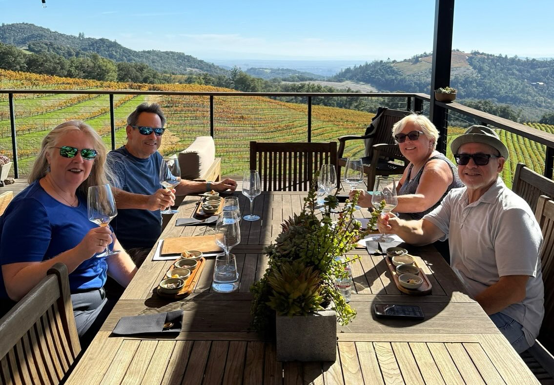 Had a fantastic day with our dear friends from Florida! We love these two. Here we are tasting at Robert Kamen’s property on Moon Mountain!🍇🍇🍷 #robertkamenwinery