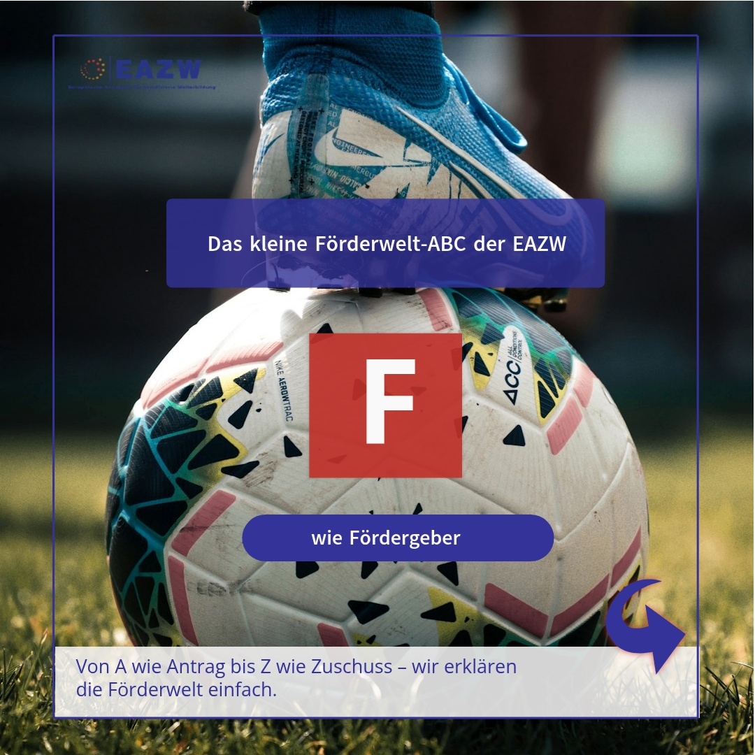 Manche Begriffe aus der Förderwelt klingen trocken. Wir machen sie saftig 💧😜 – mit Wissen, das wirkt.
Daher gibt’s bei uns jede Woche – Buchstabe für Buchstabe – einen neuen Begriff aus der Förderwelt: verständlich, praxisnah und mit Augenzwinkern.
Heute: F wie Fördergeber.
Fördergeber sind die Partner rund um die Seitenlinien des Spielfelds:
Sie setzen die Regeln, wählen die Mannschaften und pfeifen, wenn’s zu kreativ mit dem Budget wird. 😉
Aber: Fördergeber sind keine Gegner, sondern Ermöglicher. Sie wollen sehen, dass ihre Mittel Wirkung entfalten –
nachvollziehbar, nachhaltig, sinnvoll.
Wer das versteht, schreibt Anträge nicht für sich, sondern für sie, und spielt damit in einer ganz anderen Liga.
👉 Folge der EAZW, um keine Folge des Förderwelt-ABC zu verpassen – von A wie Antrag bis Z wie Zuschuss.
#FörderABC #EAZW #Fördermittel #WissenDasWirkt #Weiterbildung #FörderweltErklärt #Fördergeber #Förderpraxis #Zuschuss #Praxiswissen