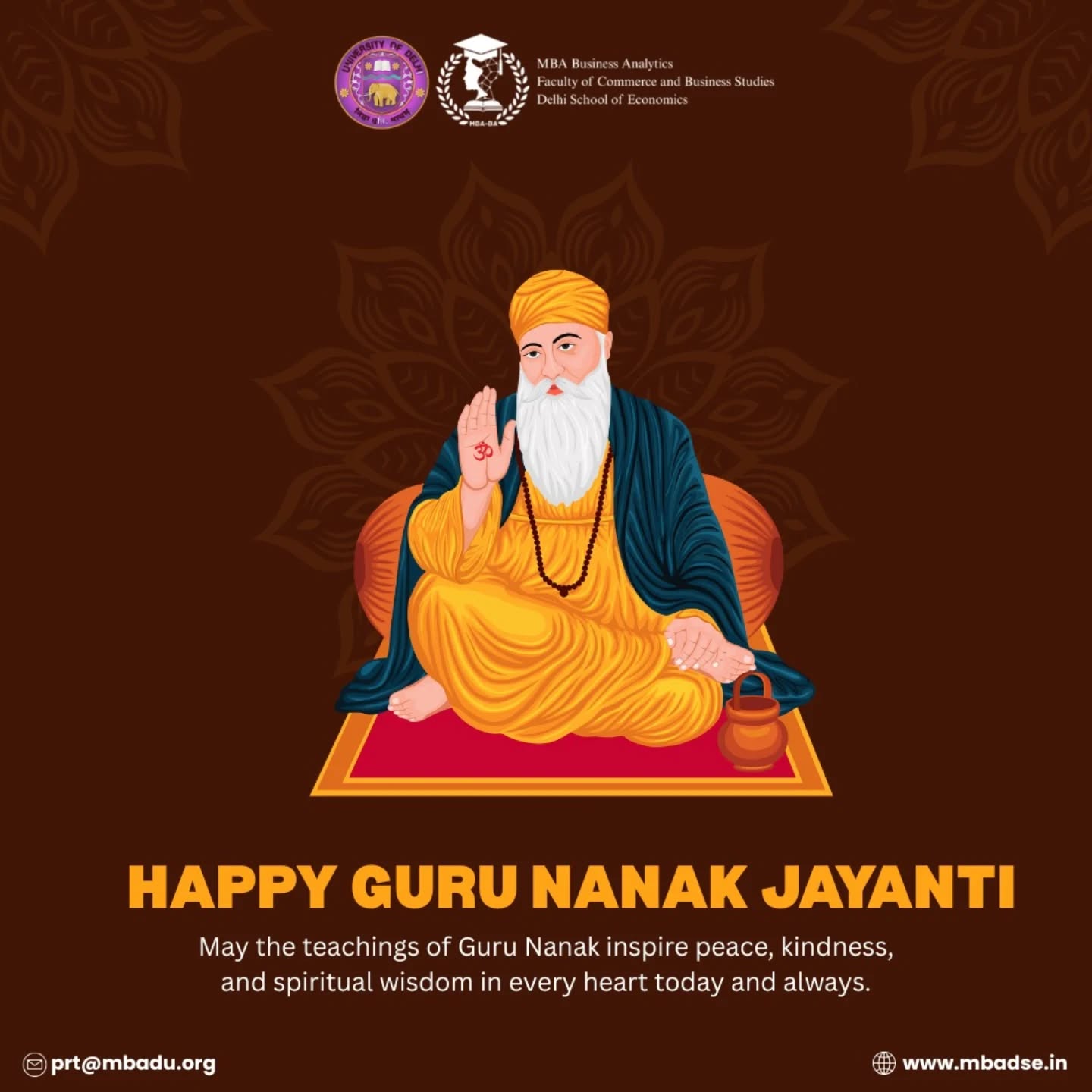 Happy Guru Nanak Jayanti! May the teachings of Guru Nanak Ji inspire us to live with truth, compassion, and humility.
#HappyGurunanakjayanti #DSE #MBAFestivities