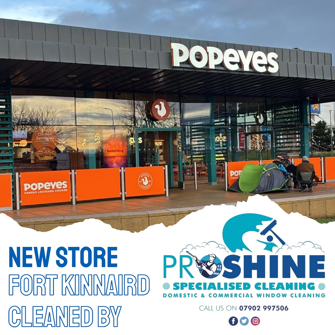 ✨ New venue alert! ✨
Popeyes has officially opened at Fort Kinnaird, and we were proud to carry out the final deep clean ahead of its grand opening this morning. 🧽🍗
We even spotted people camping outside waiting for their free burgers love the dedication! 😂
If you’re looking for professional window cleaning or commercial deep cleans, look no further Proshine Specialised Cleaning are here to help you bring your business to life. 💪
#ProshineCleaning #CommercialCleaning #WindowCleaningEdinburgh #FortKinnaird #PopeyesUK