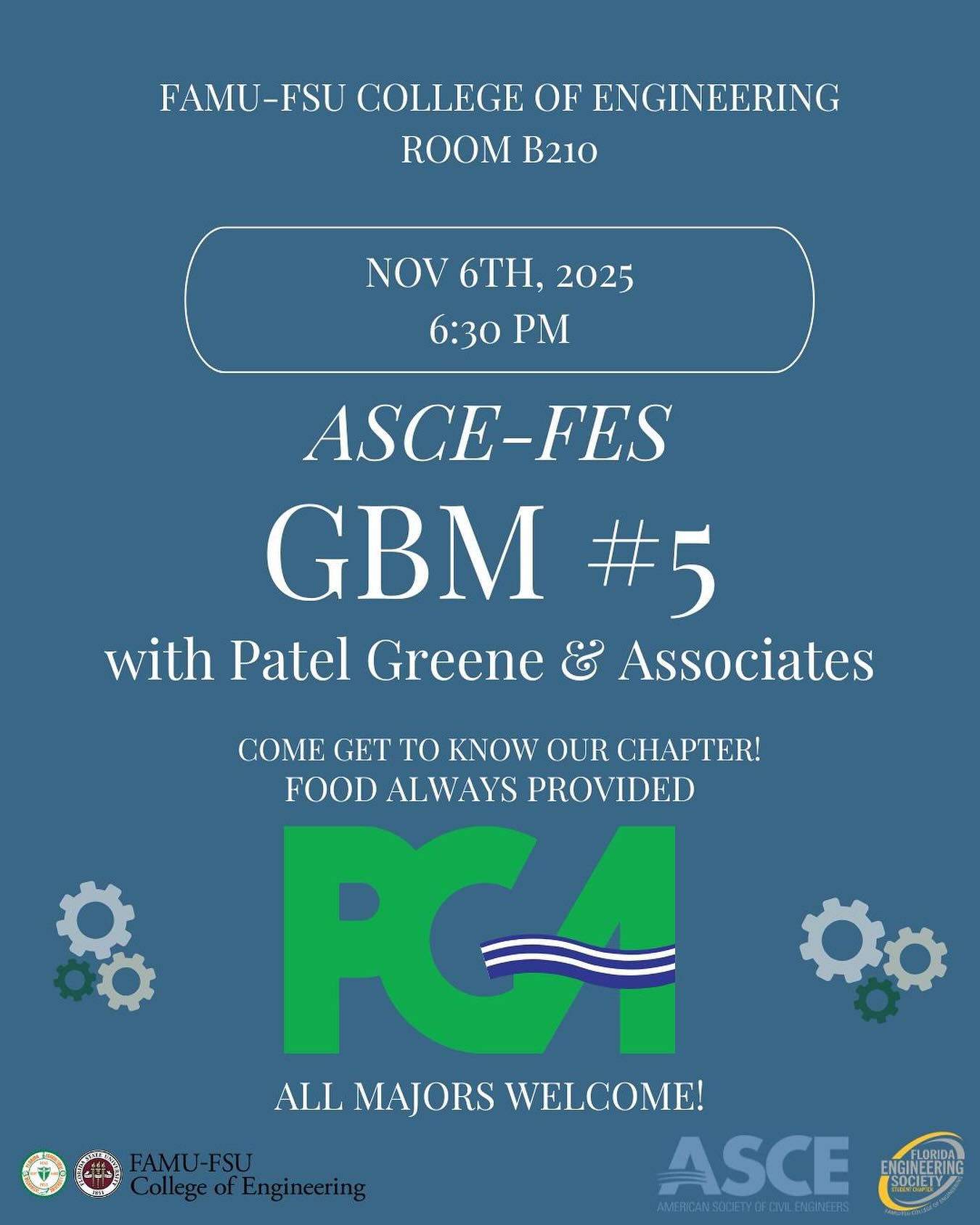 JOIN US ON THURSDAY, NOVEMBER 6th for our 5th General Body Meeting with Patel Greene & Associates (PGA)! We will be listening to a presentation about this amazing company, networking, chatting and more over some great food 🍽️
We can’t wait to see you there! 6:30 PM in Room B210!