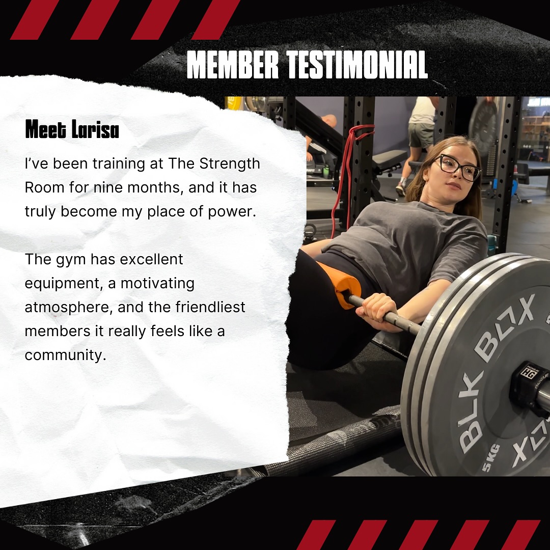 ✨Member Testimonial✨
In just 9 months at The Strength Room, @lara_astafyeva turned training into her place of power, losing 9kg while building muscle and finding confidence in a busy, balanced life 💪
What made the difference?
✅ Smart, structured programming
✅ A supportive coaching team
✅ A real sense of community
✅ A balanced approach to training, nutrition, and life
Even as someone who wasn’t naturally drawn to the gym and has a hectic schedule, Larisa proved that with the right support and consistency, progress is possible 🔥
We’ll miss you, Larisa, but we’re so proud of your strength, inside and out ❤️
👉 Want to build strength and see results you didn’t think were possible? DM us “POWER” to get started.
#WomenWhoLift #StrengthTrainingForLife #BusyButStrong #FatLossAndMuscleGain #TheStrengthRoom