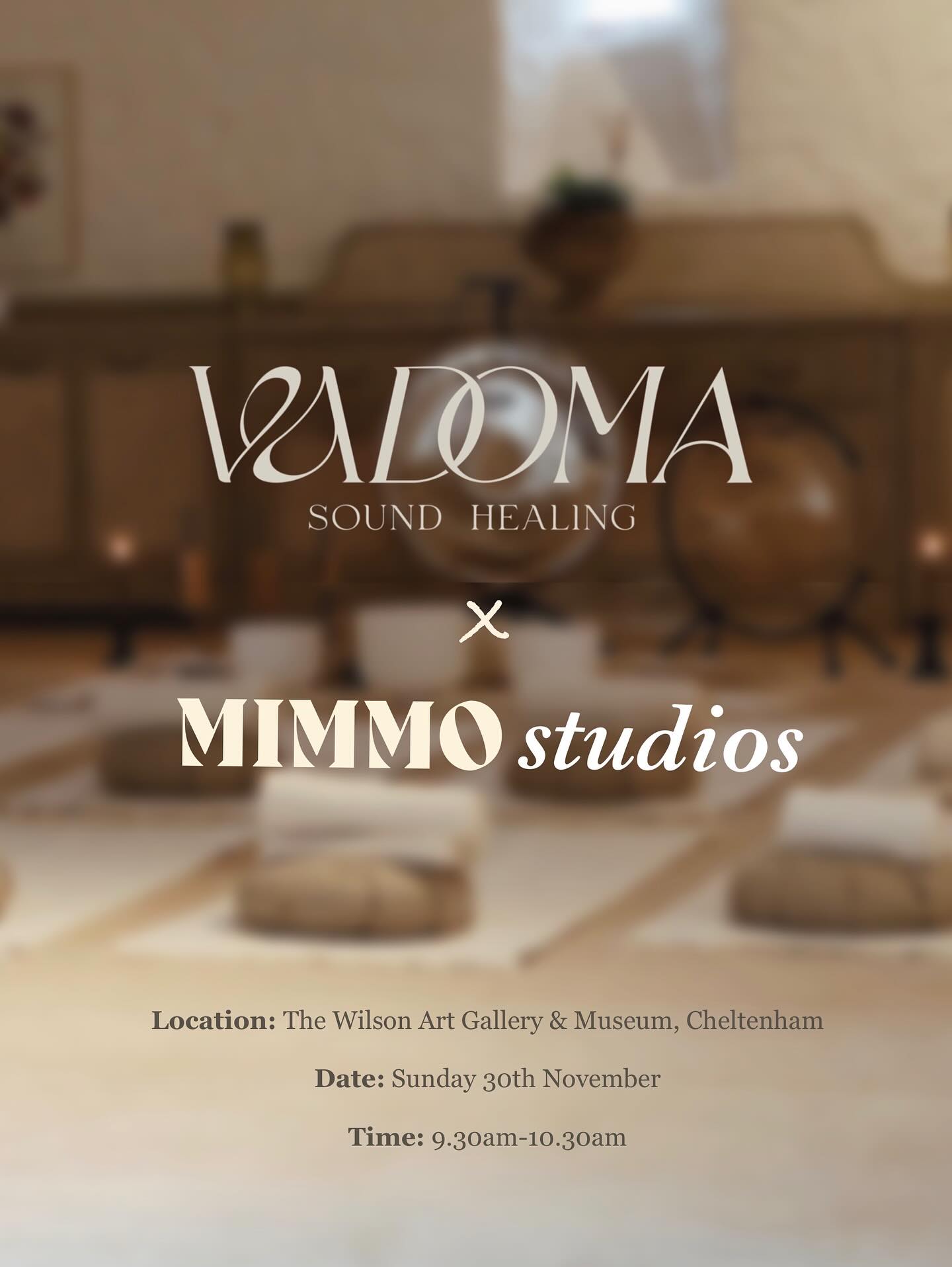 Excited to announce my most unique Sound Ceremony experience yet… I’ll be holding a Vadoma Sound Ceremony at the @thewilsonchelt courtesy of my wonderful friends @mimmostudios on Sunday 30th November ~ 9.30am - 10.30am.
I’ll be creating a Vadoma Sound Sanctuary within the gallery itself amongst the latest travelling exhibition ‘Material Worlds: Contemporary Artists and Textiles’.
Tickets are now live to reserve your spaces! Visit the link in my bio to book. Hope you can make it! 🫶🏼🤍