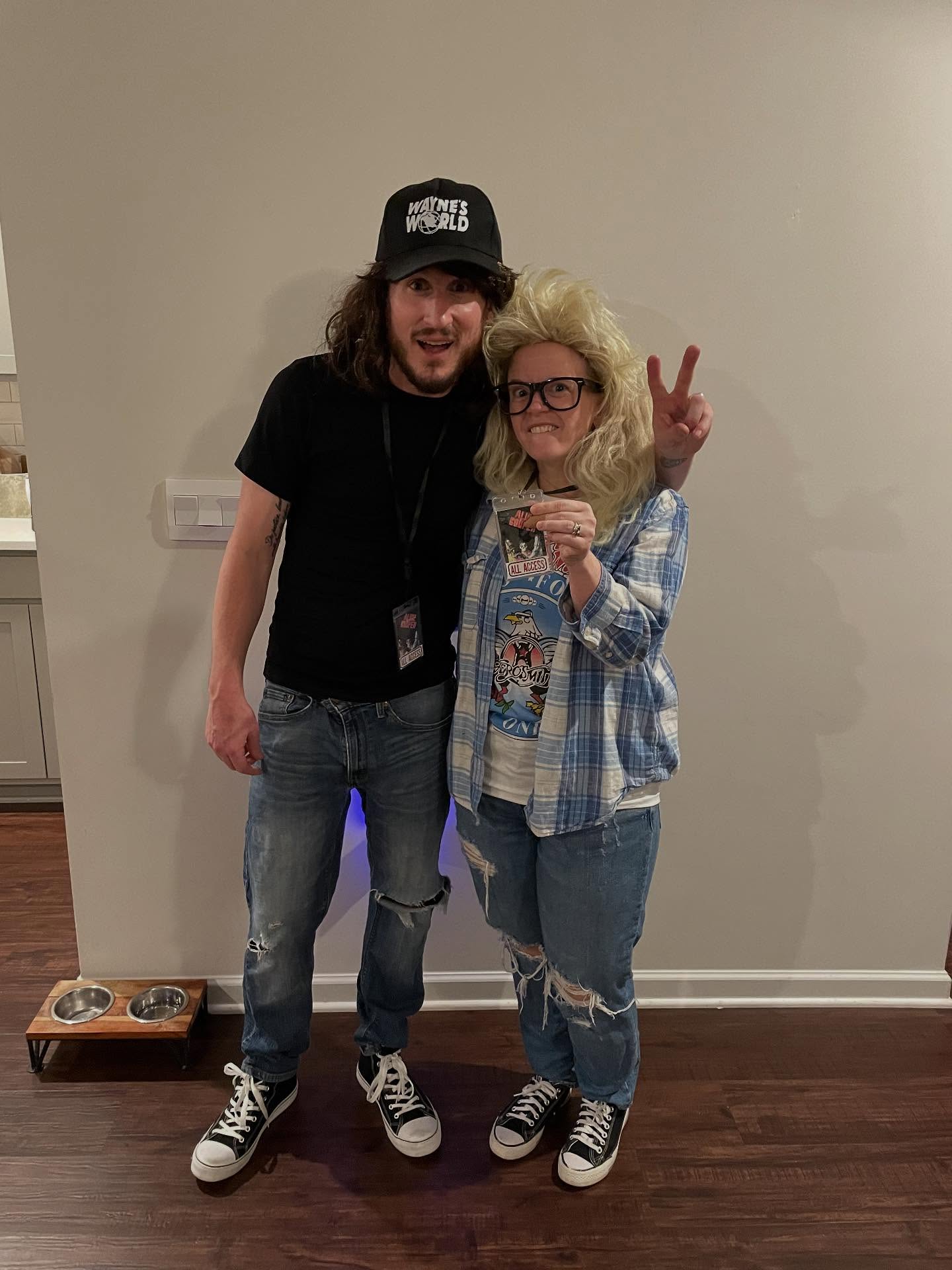 Say you’re a millennial without saying you’re a millennial. “Wayne’s World, Wayne’s World, Party Time, Excellent!!! 🎸🎸🎸 Great night spent with friends at @gloverparkbrewery followed by a midnight showing of Rocky Horror Picture Show at @strandmarietta Happy Halloween!!! #halloween #costume #party #fun