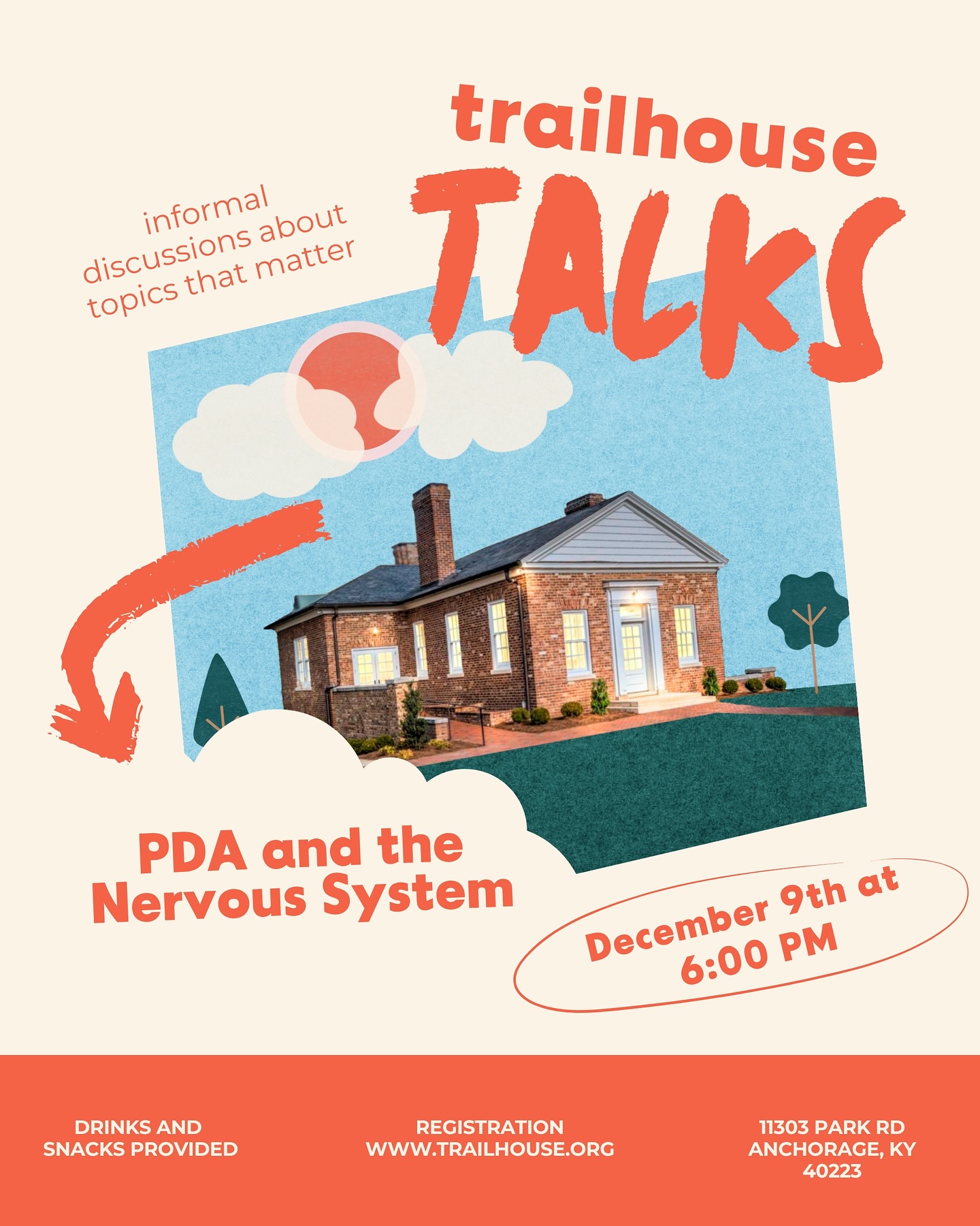 Trailhouse Talks are back on Tuesday, December 9 with an evening focused on real-life experiences of PDA, meltdowns, and burnout. Join us for drinks, snacks, and conversation as we continue exploring how safety and connection shape regulation for both kids and adults.
Reserve your spot at trailhouse.org/event-list or through the link in our bio