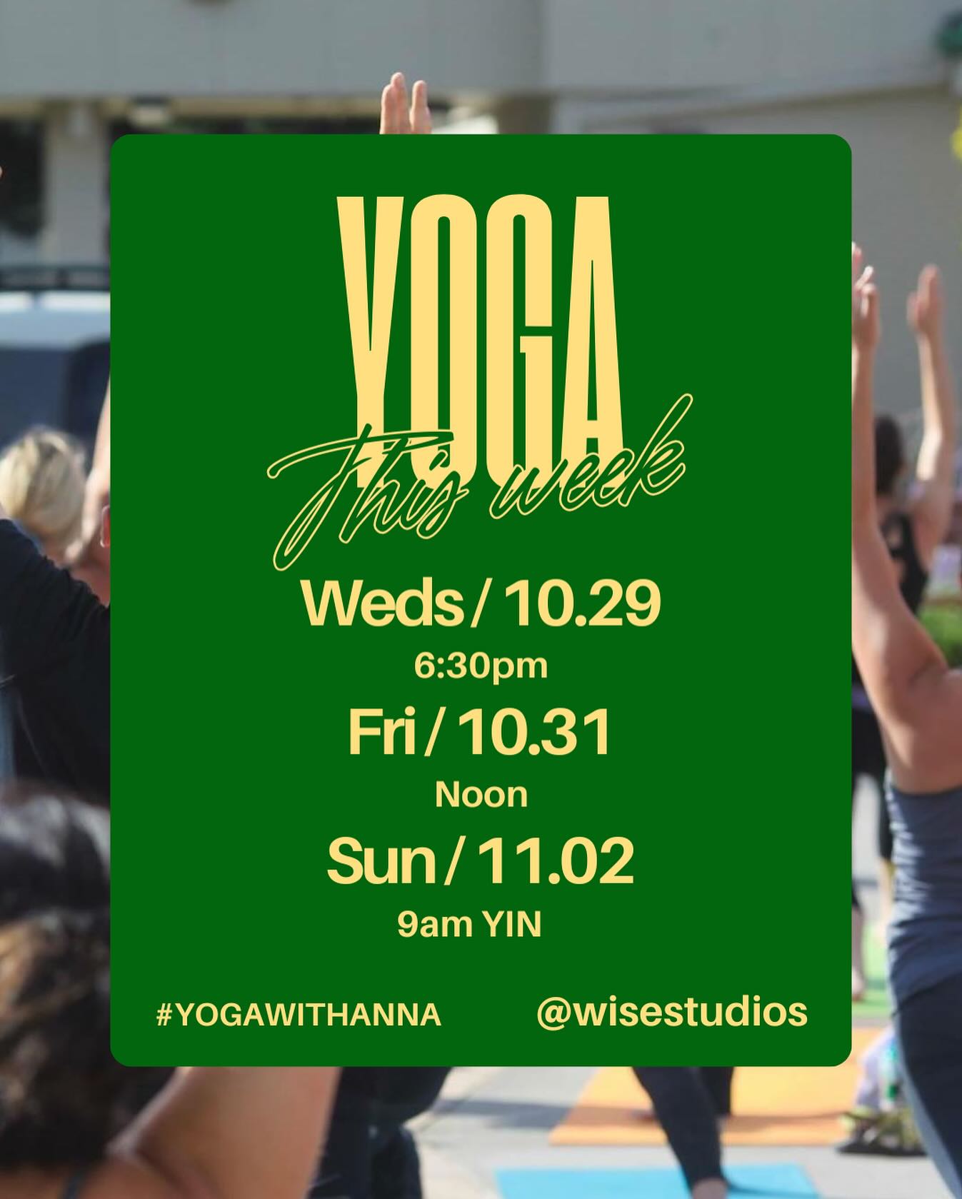 Get in the flow! Join me for Vinyasa and Yin, where your practice meets you exactly where you are โ dropping in, and having some fun.
Weekly Schedule:
๐Weds - 6:30PM vinyasa
๐Friday - noon vinyasa
๐Sunday - 9AM yin
๐ช๐ผBuild strength, ๐๏ธ focus, ๐ง๐ฝโโ๏ธ agility and ๐ฆease โ with room for both challenge and rest. Leave feeling grounded, open, and a little more like yourself.
See you soon, on the mat at Wise Studios Yoga and Cycle
#Vinyasa #YogaCommunity #GetWise #FindYourFlow
#MindfulMovement