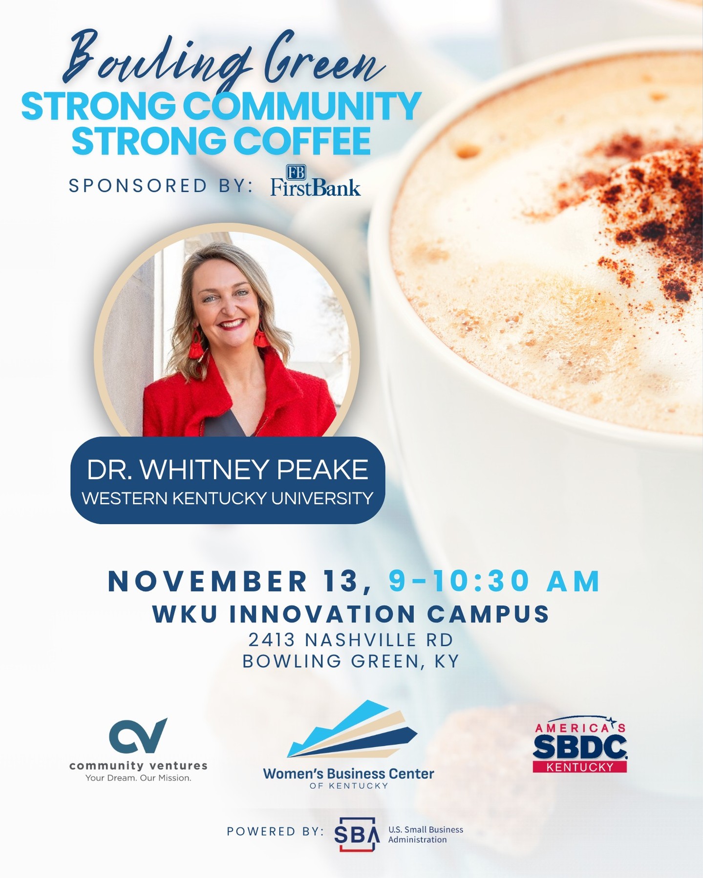 💼 Dr. Whitney Peake is a business builder, strategy mentor, and entrepreneurial educator based right here in Bowling Green.
Since 2015, she has led WKU’s student-led consulting capstone course, Small Business Analysis and Strategy, generating nearly 15,000 pro bono consulting hours for businesses across Southern Kentucky. She brings academic insight, real-world experience, and a deep love for empowering entrepreneurs.
On Nov 13, she’ll share stories, tools, and strategies for anyone ready to think bigger about their business.
📍 Nov 13 | WKU Innovation Campus | 9AM CST
🎟 RSVP: www.eventbrite.com/e/bowling-green-strong-community-strong-coffee-2025-tickets-1123861603309?aff=oddtdtcreator
🔗 Connect with Whitney: www.linkedin.com/in/whitney-peake-280ba913