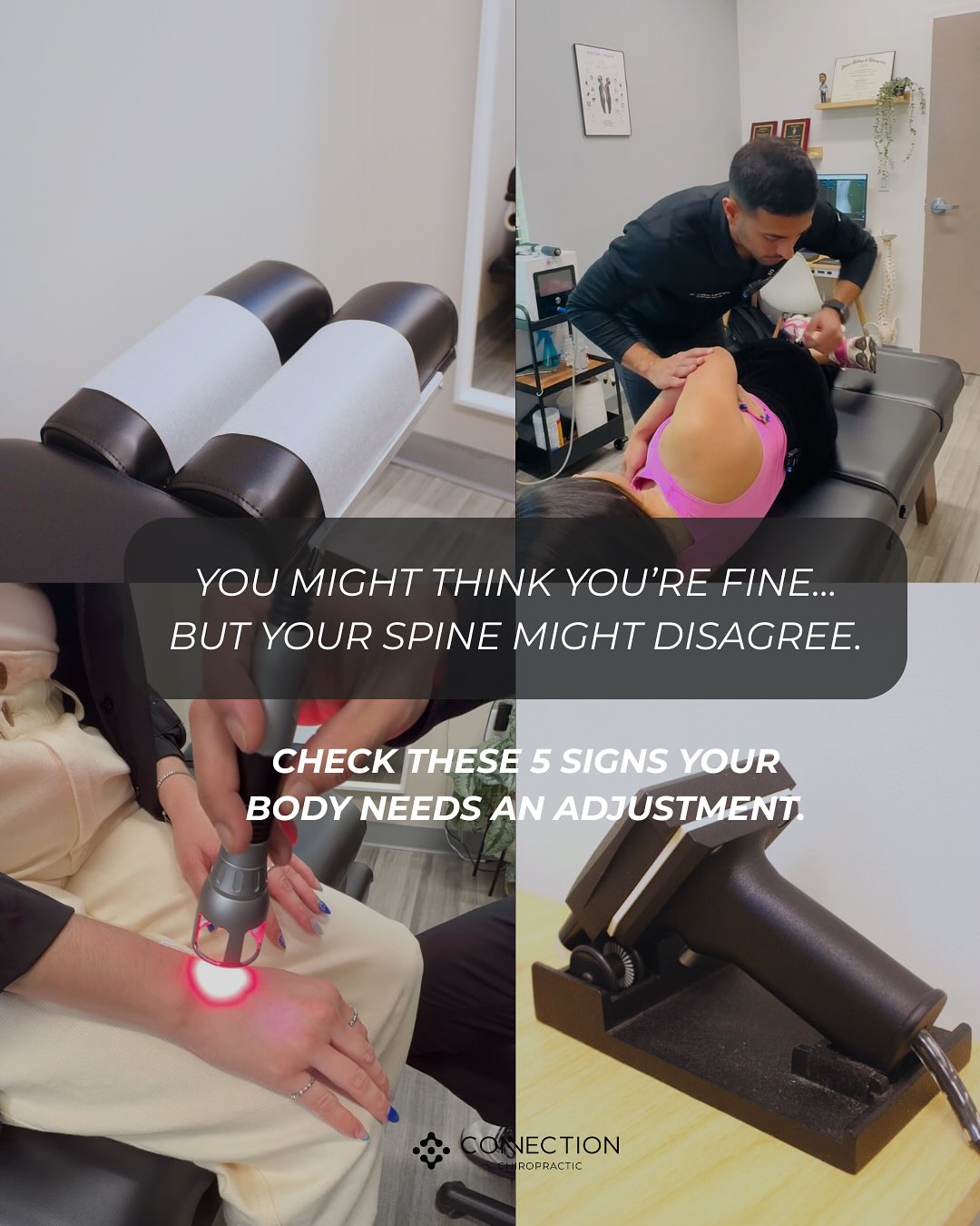 You might feel fine right now…
But sometimes, your spine tells a different story.
Headaches, fatigue, stiffness, they’re not random.
They’re your body’s way of saying, “Hey, something’s off.” 🧠
If you’ve been:
💥 Getting frequent headaches
🪑 Sitting all day at work
😩 Feeling low energy or stiffness in your neck or back
It might be time to check your alignment.
Your spine plays a bigger role in how you feel than you think.
✨ Don’t wait until the pain gets louder — listen to your body today.
📅 Book your chiropractic evaluation and move better with Connection Chiropractic.
#ConnectionChiropractic #LakeNonaChiropractor #SpinalHealth #BackPainRelief #PostureCorrection #ChiropracticCare #WellnessJourney #OrlandoChiropractor