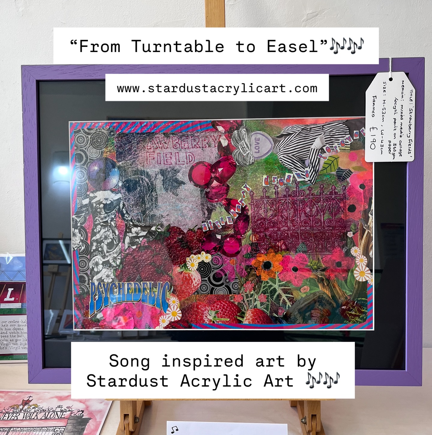 The exhibition may be over but if you’ve had your eye on any of my artworks but not been able to make it to Liverpool, you can still purchase my song inspired art on my website www.stardustacrylicart.com
If you can’t see a particular artwork or print on my website , for instance the framed art, please feel free to message me with any questions …happy to help! ⭐️
info @stardustacrylicart.com
#stardustacrylicart #musicart #songart #mixedmediapainting #mixedmediacollage #handcutcollage #collageartist #cutandpaste #musicinspiredartforsale