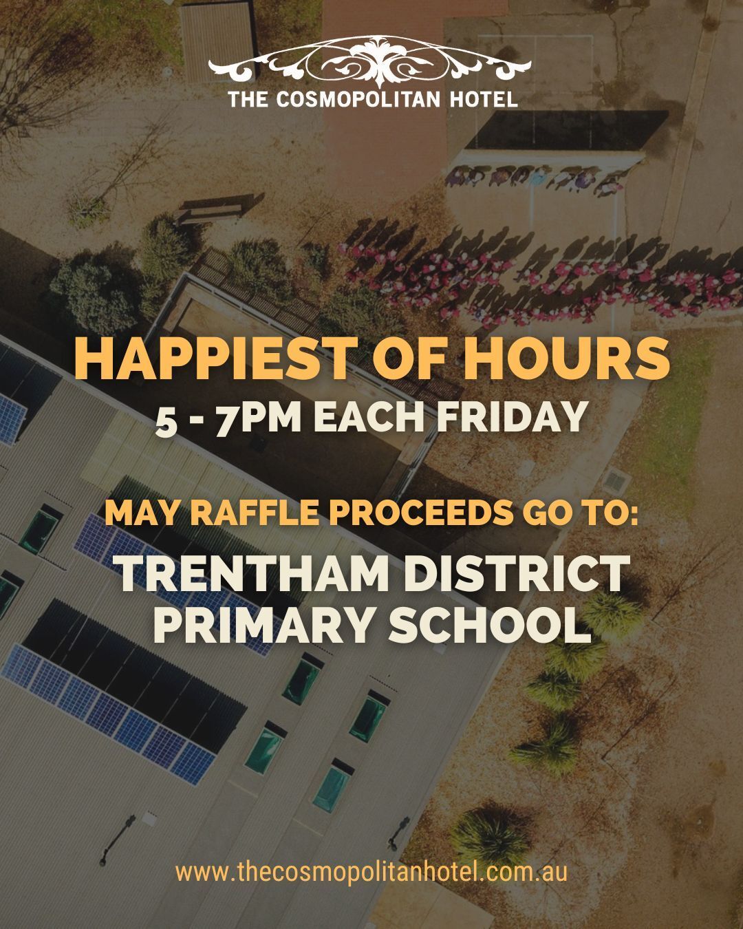 This November, all proceeds of the Friday Meat Tray Raffle go to the Trentham District Primary School.
Pop down from 5-7pm each Friday, grab a ticket and some Happy Hour drinks to show your support.
.
.
.
.
.
#trentham3458 #trenthamvictoria #trentham #hepburnshire #daylesfordmacedonlife #macedonranges #cosmotrentham #thecosmopolitanhotel #countrypub #pub #onehourout #onehouroutofmelbourne #melbournefoodie #macedonrangesfoodie #daylesfordmacedonlife #localwines #localproduce #publife #regionalwines #localingredients #macedonrangeswine #localfood #localpeople #localcommunity