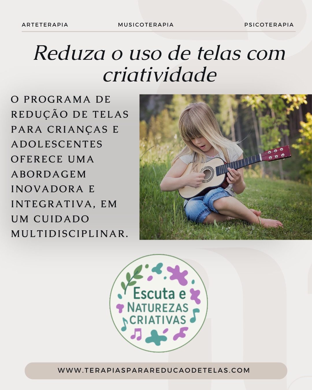Com muita alegria apresentamos o Programa de Redução de Telas para Crianças e Adolescentes ✨
Uma iniciativa presencial no Bosque da Saúde, zona sul de São Paulo, que une Arteterapia, Musicoterapia, Psicoterapia e Grupos Terapêuticos para promover presença, vínculo e bem-estar.
Venham conhecer mais sobre essa novidade em nosso site:
www.terapiasparareducaodetelas.com
Sigam nossa página e divulgue para quem você conhece que precisa de apoio! @reducaodetelas
#reduçãodetelas #arteterapia #musicoterapia #psicologia #psicoterapia #gruposterapeuticos #bosquedasaude #vilagumercindo #viladasmerces #jardimdasaude #bairrosaude #presença #família #infanciasaudavel #bemestarinfantil #saudeintegral #zonasul #saopaulo