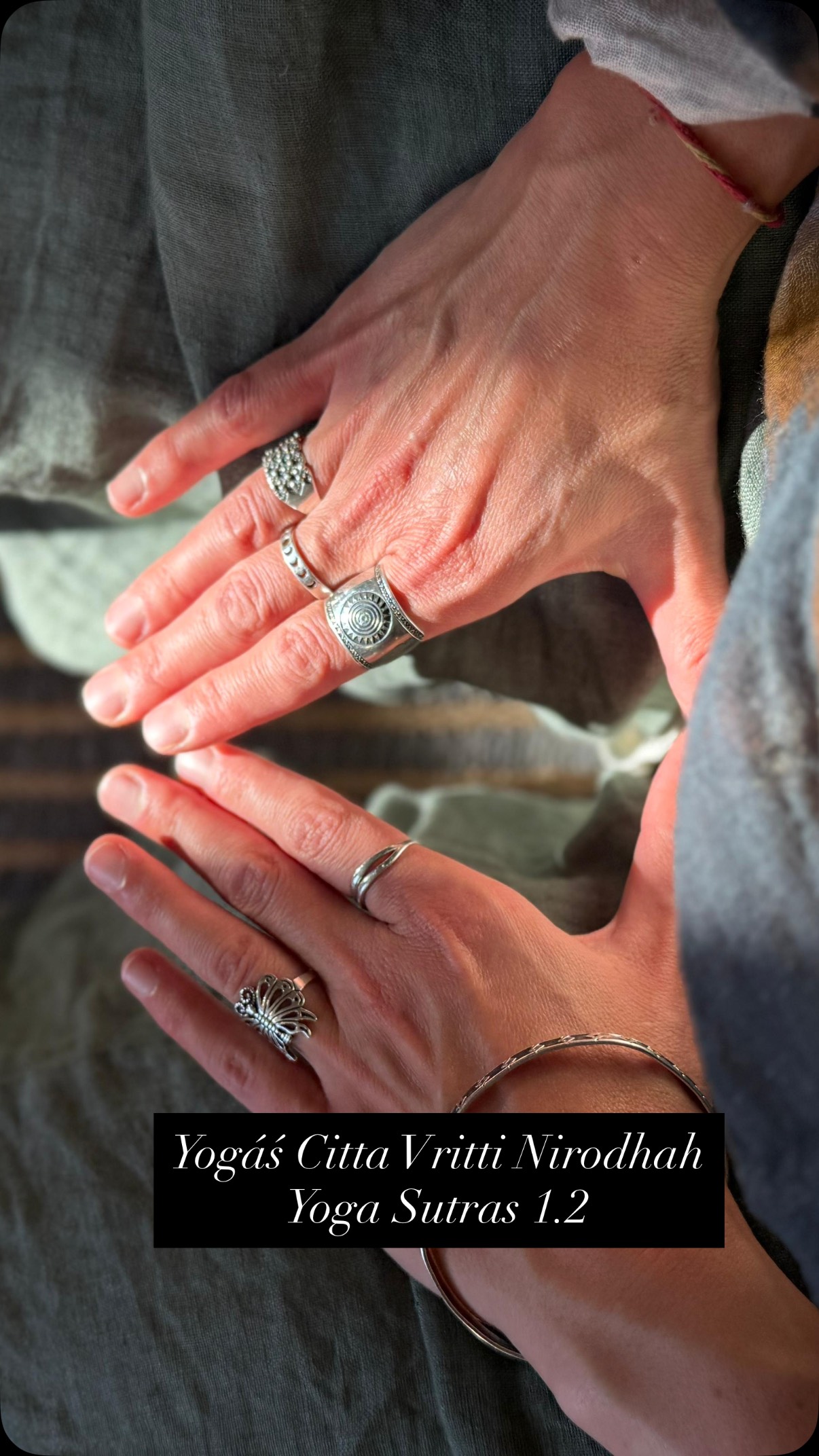 ~ Yogaś Citta Vritti Nirodhah - Yoga Sutras 1.2
“The aim of yoga is to calm the fluctuations of the mind” from Yoga Sutras of Patanjali.
Philosophy has always been one of my strongest pillars in life. To be guided by a teaching that gives us an anchor and deepens our understanding of ourselves and life is so important, even more so in our troubled world currently.
This sutra is an invitation to explore what are our vrittis, habitual patterns - have I chosen what I think, what I believe about myself, others, the world? What way does this belief affect how I show up in life, the decisions I make? What is the root of this belief? Whatever we think is a reflection of our belief system. Our belief system is created based on our experiences, especially in our early years. Some beliefs and patterns don’t seem to have a root in this lifetime. Yoga (and Buddhism) believe that some patterns can have root in previous lifetimes.
A spiritual practice is a space to witness yourself, to observe the mind, to see beyond the attachments and identifications.
I catch myself identifying with so many things in my life. The liberation comes from 1) becoming aware of it 2) making choices not based on this identification but rather on deep trust in life
Share your thoughts below if you like 👇
X
Anna
#yoga #yogasutras #yogaphilosophy #vrittis #mindbody