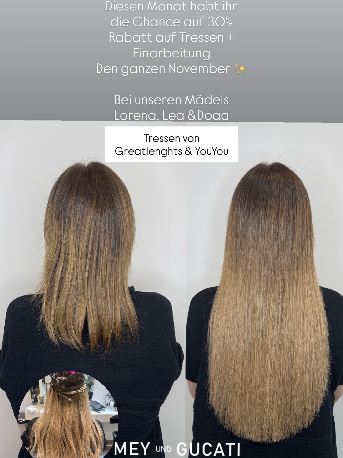 Wir haben 5 Jahre Jubeläum 🎊
Unseren Salon gibt es seit November 2020.
Durch eure Unterstützung und Treue haben wir es so weit geschafft!
Als Dankeschön gibt es für diesen ganzen Monat November 30% Rabatt auf unsere Tressen von Greatlenghts und YouYou + Einarbeitung und Anpassungsschnitt bei unseren Mädels Lorena, Lea und Doaa. 🌸
Kommt gerne zu einem kostenlosen Beratungsgespräch vorbei, den ihr telefonisch mit uns vereinbaren könnt!
Wir freuen uns auf euch 🥰