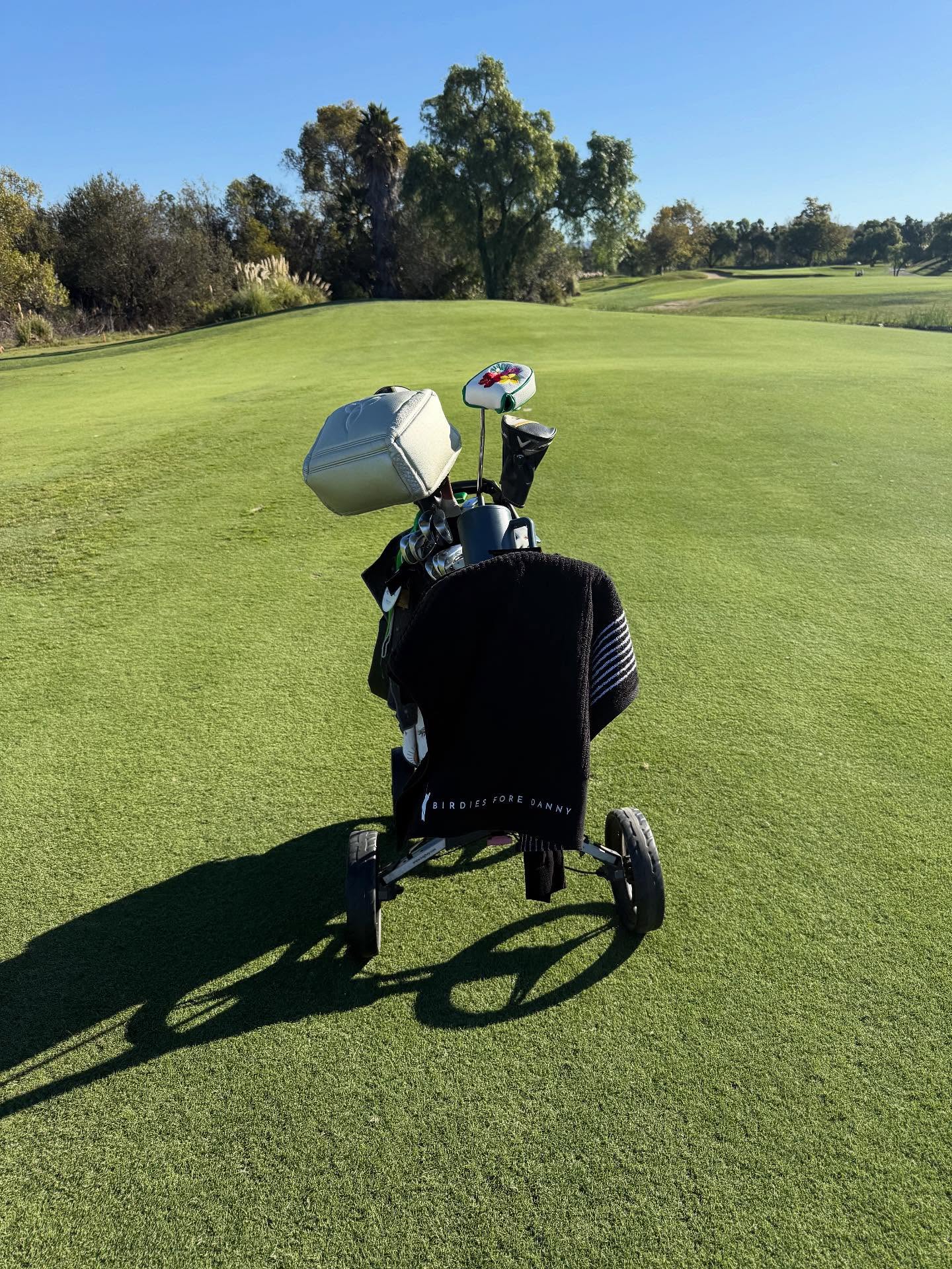 Bringing the swag to the course. #birdiesforedanny @goodboygolf_