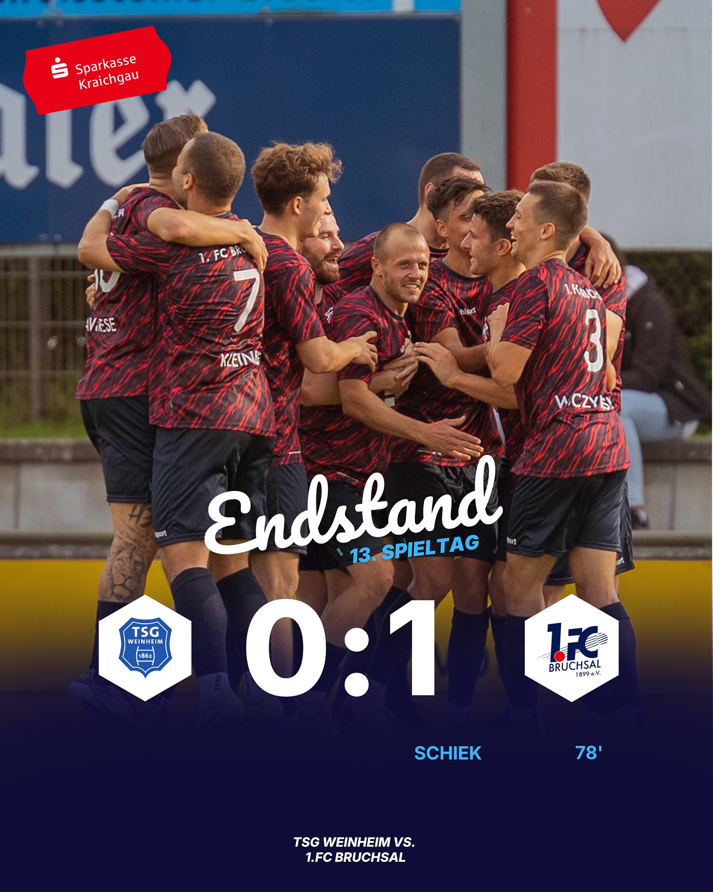 Die drei Punkte finden ihren Weg zurück nach Bruchsal durch einen direkten Freistoß von Sautter und Schiek 🫡