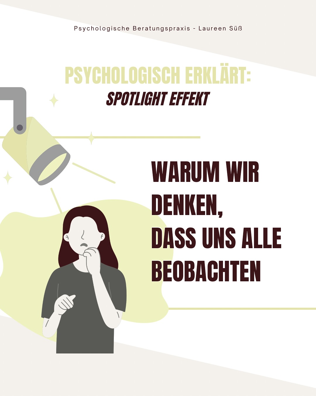 ⬆️ Wir überschätzen oft,
wie stark andere uns wahrnehmen.
Ein Fleck, ein Versprecher, ein unruhiger Moment – für uns riesig, für andere kaum bemerkbar.
💡 Das nennt sich Spotlight-Effekt:
Wir denken, wir stehen im Mittelpunkt –
doch meist sieht uns kaum jemand so genau.
📌 Laureen Süß I Wirtschaftspsychologin (M.Sc.)
🧠 Psychologische Beratungspraxis Düsseldorf
@wirtschaftspsychologin I Link im Bio
#psychologischeberatung #wirtschaftspsychologie #berufundpsyche #spotlighteffekt