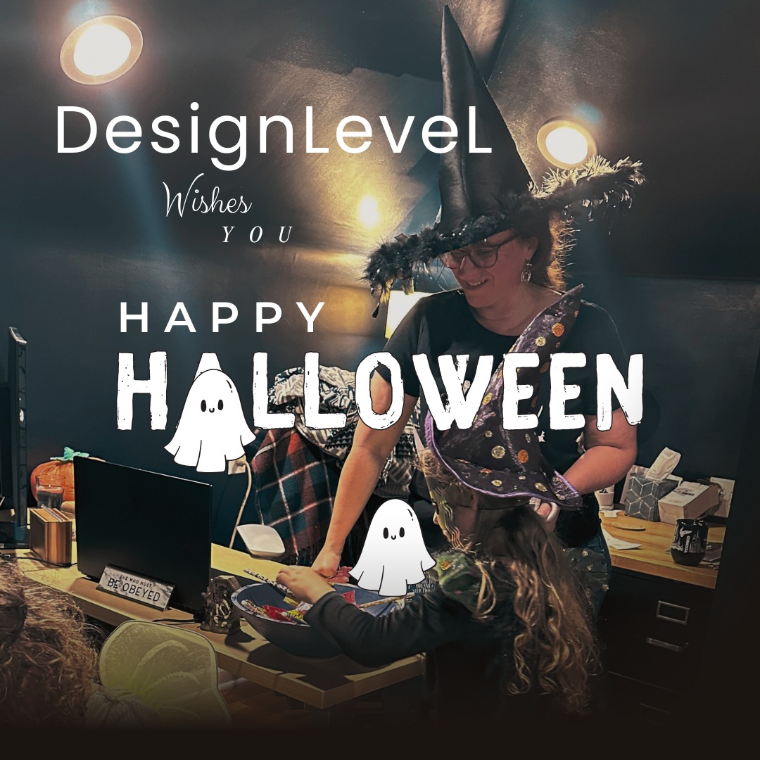 DesignLeveL Celebrating 15 Years over 15 Days!
DesignLeveL wishes you a Happy and Safe Halloween!!!
We had our own trick or treaters visit our new office this week, candy and costumes were all around!
A pumpkin carving contest ended up unexpectedly feeding the neighborhood deer contingent, but other than our jack-o-lantern woes, we had a great evening!
Happy Halloween to You All!